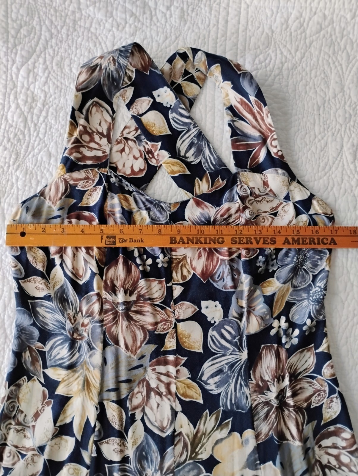 Vintage 90’s All That Jazz Floral Maxi Dress Rayon Criss Cross Back Size 11/12