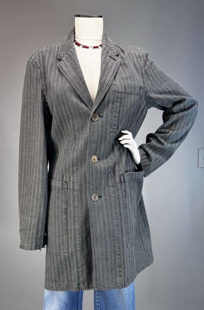DKNY graphite hbt Denim Chore Jacket Vintage 90s Workwear Cotton Coat NOS NWT
