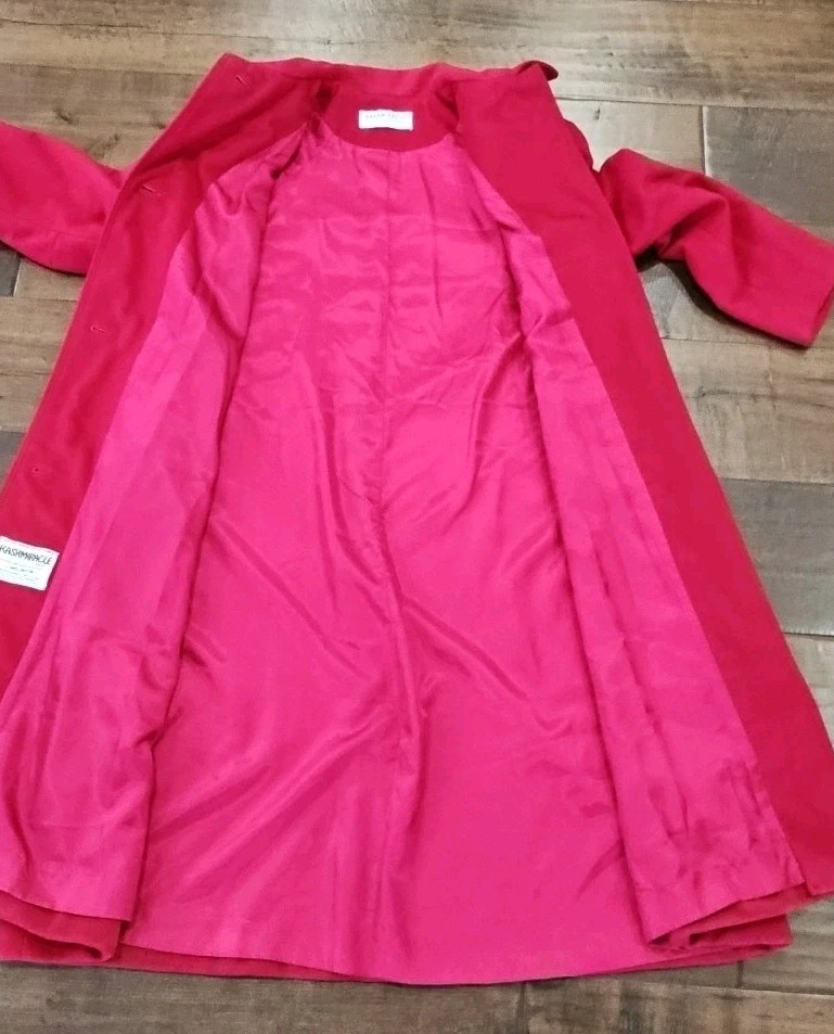 Vintage 70s Kashmiracle Wellington Red Coat Tea Length Fully Satin Lined L/XL