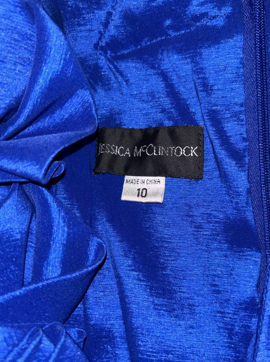 Vtg 90’s Jessica Mcclintock Cocktail Dress Royal Blue Party Prom Formal Sz 10