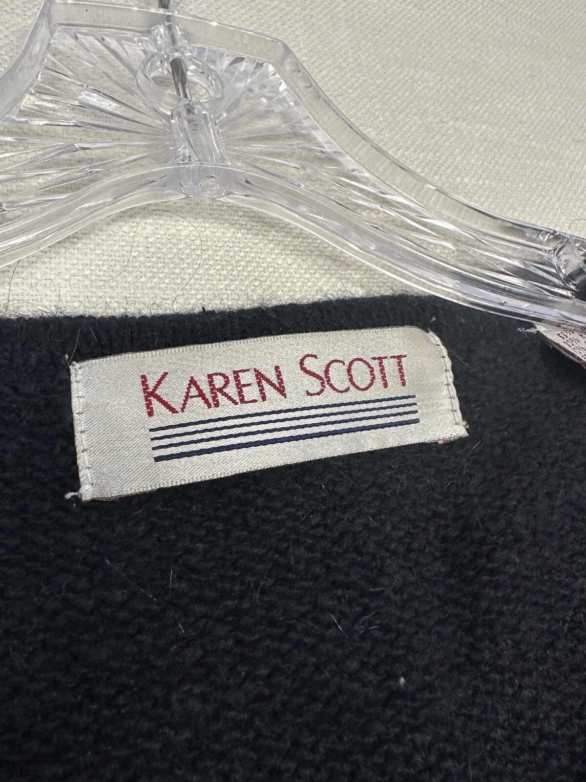 Vintage Karen Scott Women’s M Silk Wool Blend Jewel 80s 90s Glam Black Sweater