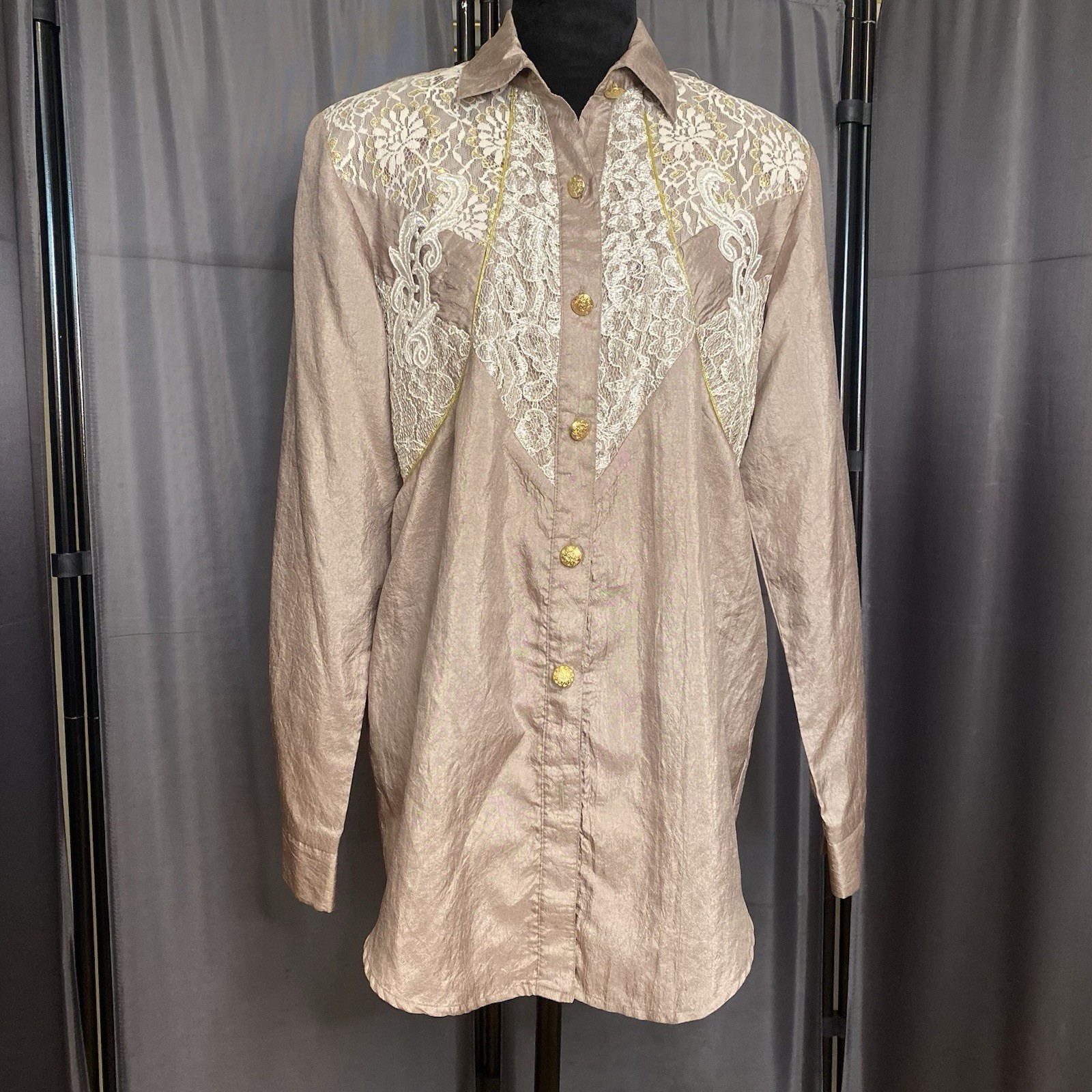 VTG Retro Teddi Women’s Button Up Blouse Sz M Western Coastal Cowgirl Rodeo 90s