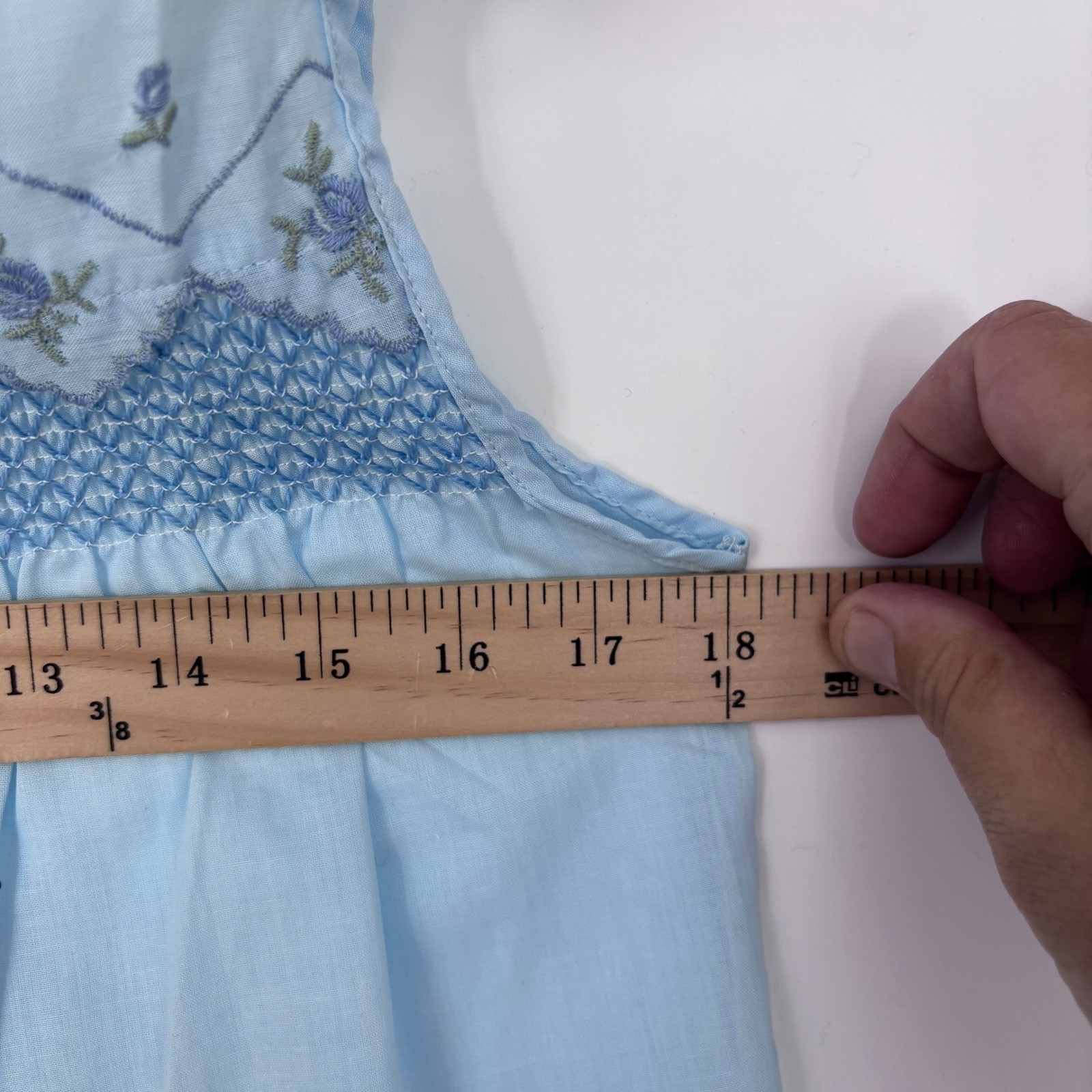 Springmaid Nymphorm Sleep Coat Women Small Blue Smocked Embroidered Vintage NWT