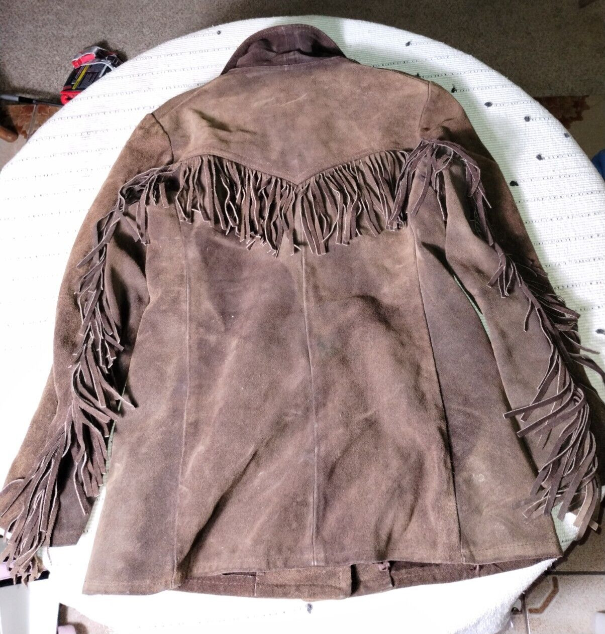 Western VINTAGE leather FRINGE heavy LEATHER size 12 biker COWGIRL