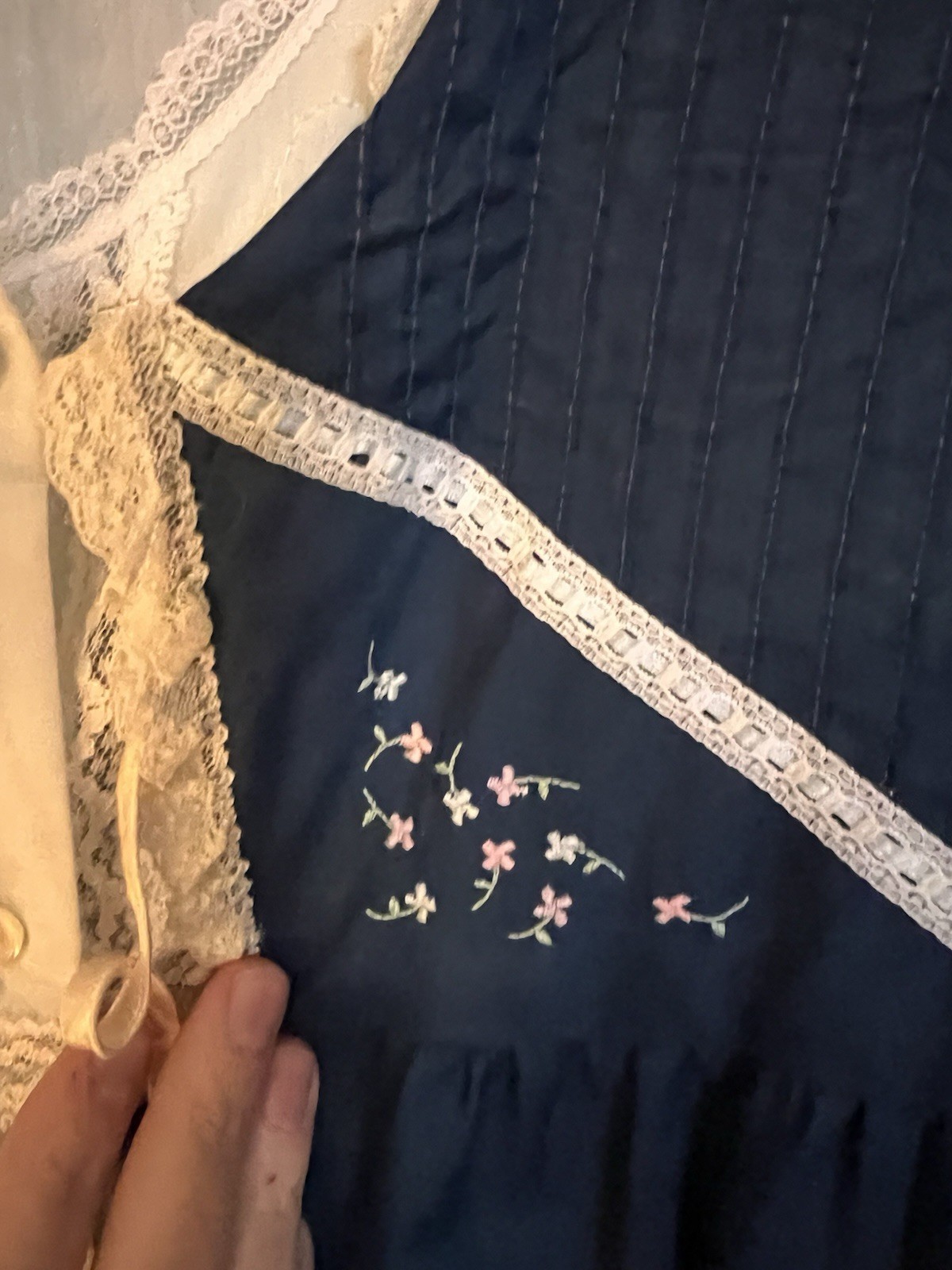 Vintage 1970s Blue Peignoir Set Brandywine Robe Nightgown Long Flowy