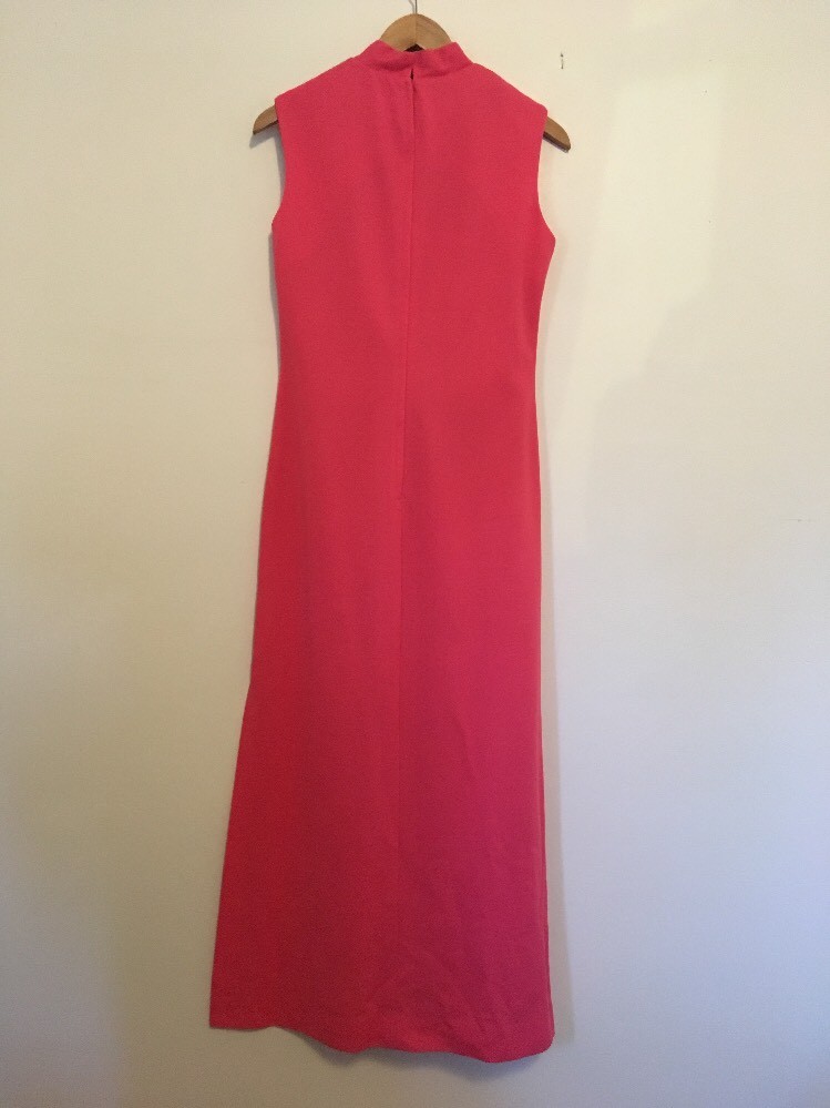 Retro Sleeveless Pink Dress Vintage 1970s Design Tall