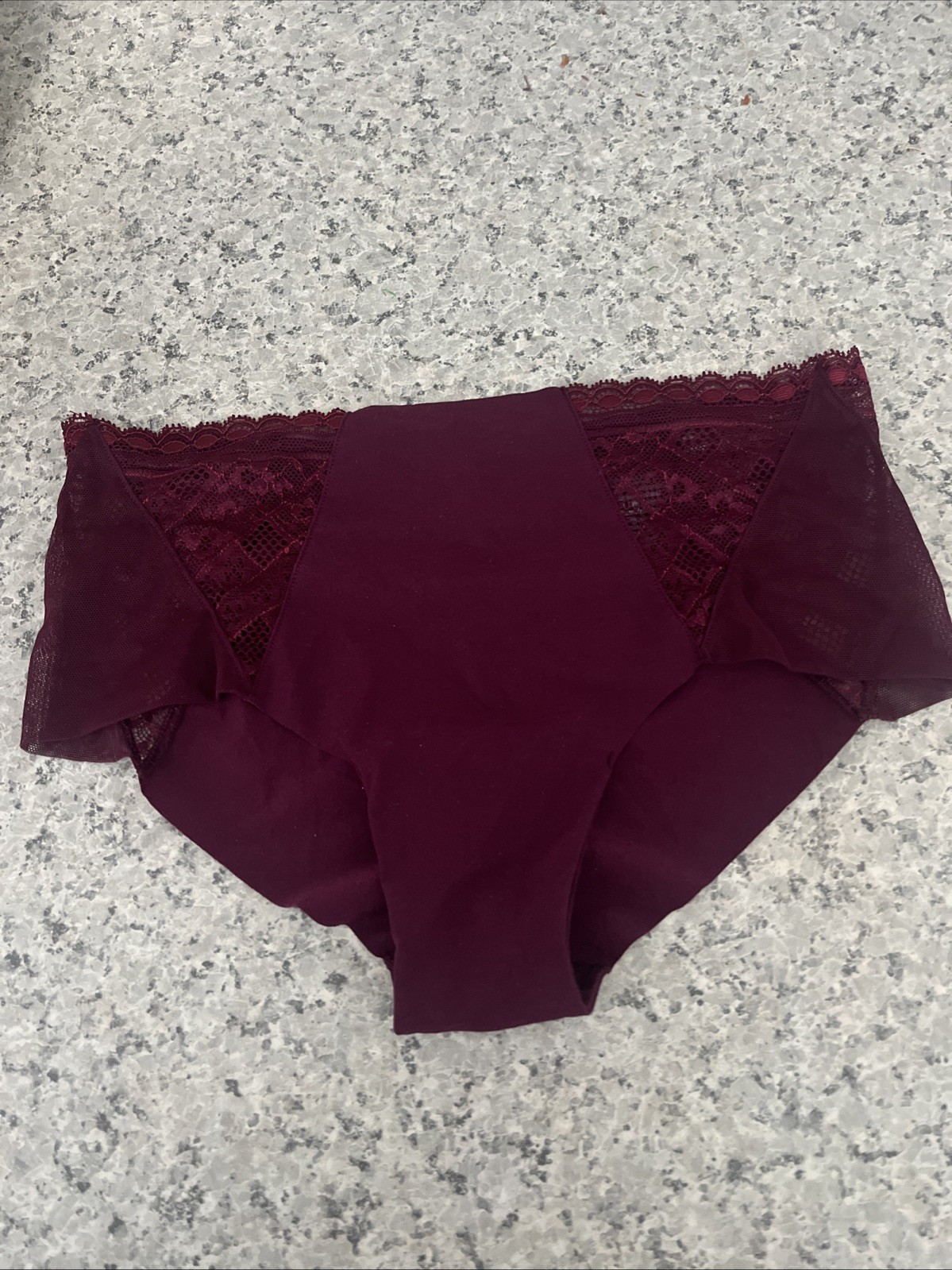 Rare Victoria’s Secret Panty Shortie Made In Vietnam Burgundy Wine Lace NWT