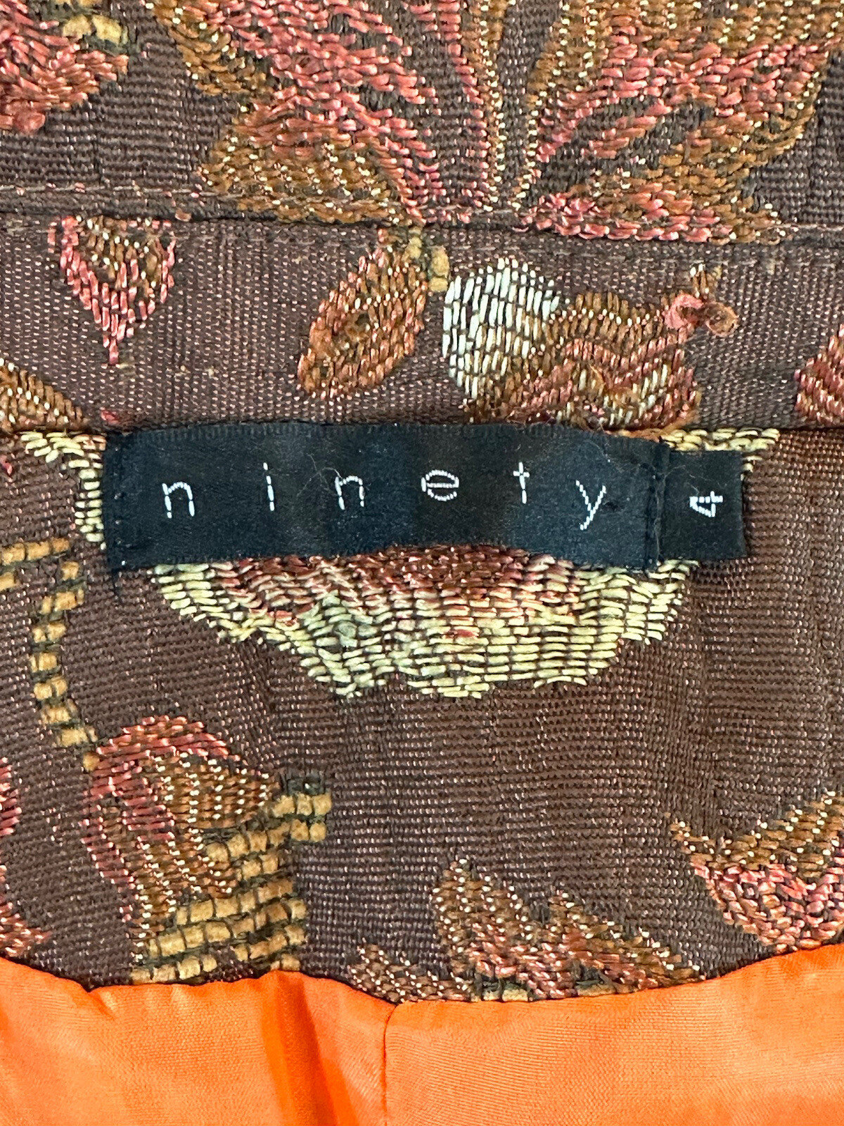 Vintage Ninety Sz 4 Floral Tapestry Woven Blazer Jacket Faux Diamond Buttons Pkt