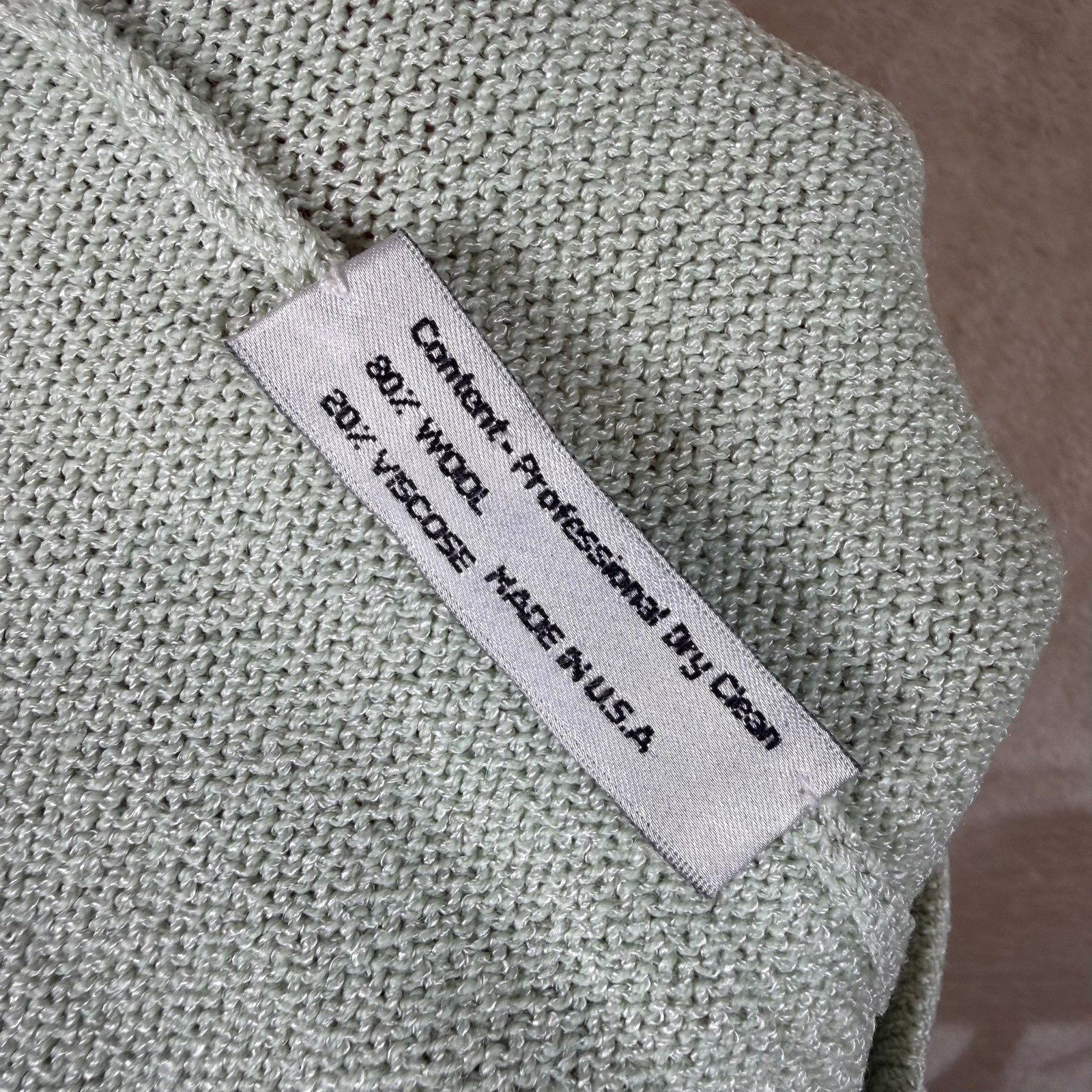 J.S.S. Vintage Mint Green Wool Blend Knit Skirt Set Petite Made in USA Cardigan