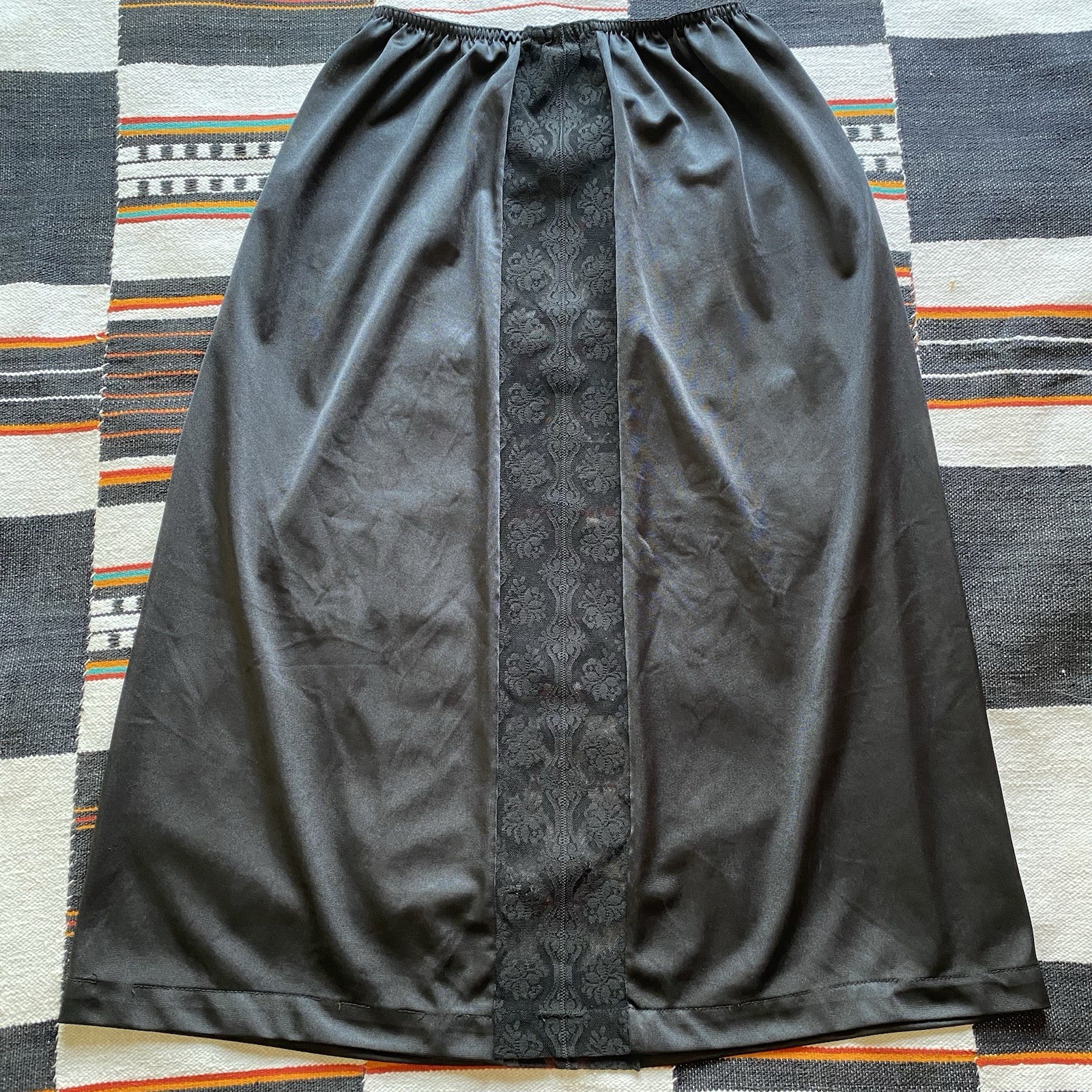 Vintage Vincent Black Lace Slip Skirt. Whimsygoth. Boho Goth. Size Medium.