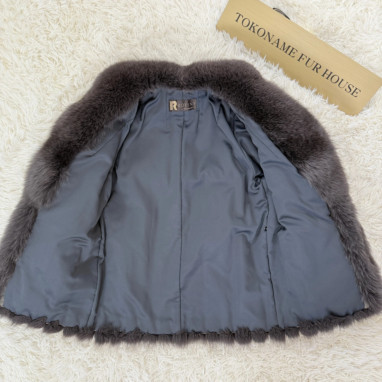 Ash purple Dyd Fox Coat Genuine Vintage Fur Japan