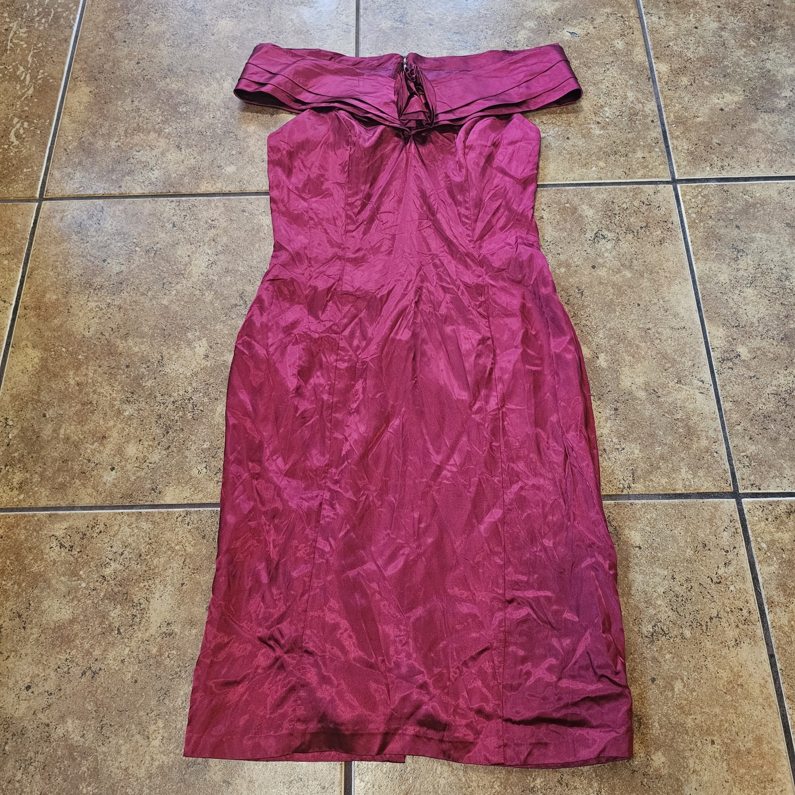 Vintage 80s Midi Dress L.A. Glow Red Acetate Size 9/10