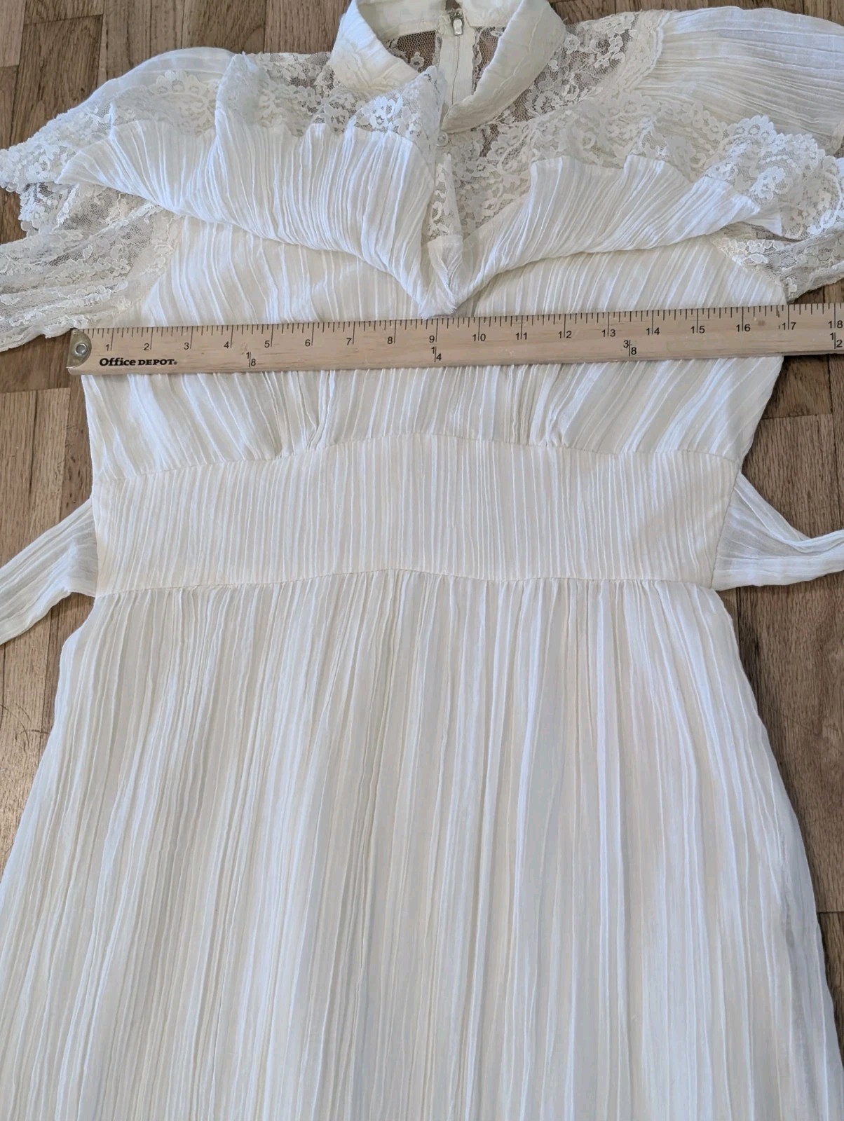 VTG 70s Prairie Maxi Dress Ivory Lace Victorian Revival S Boho Cottagecore Bride