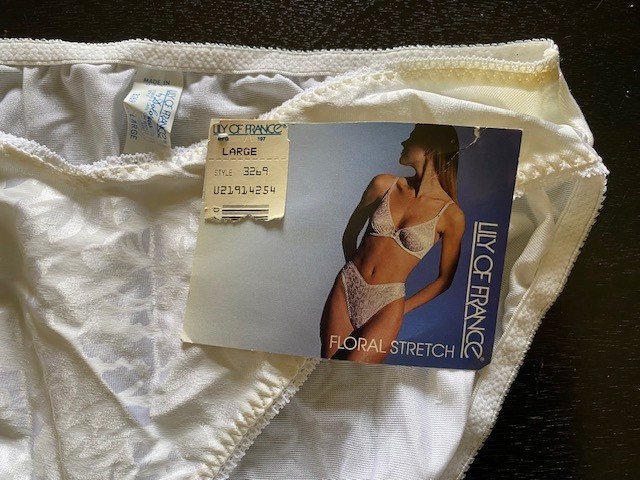 Vintage Lily of France by Dolores White Floral Stretch Panties L Style 3269 NWT
