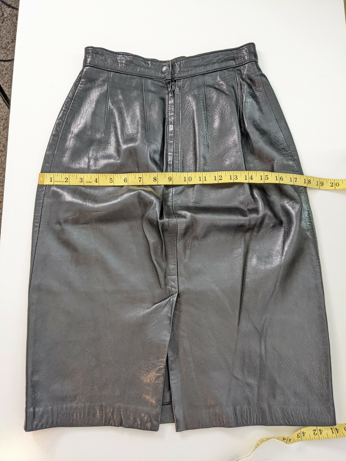 Maxima For Tannery West Vintage Black Leather High Waist Skirt 90s Size 4