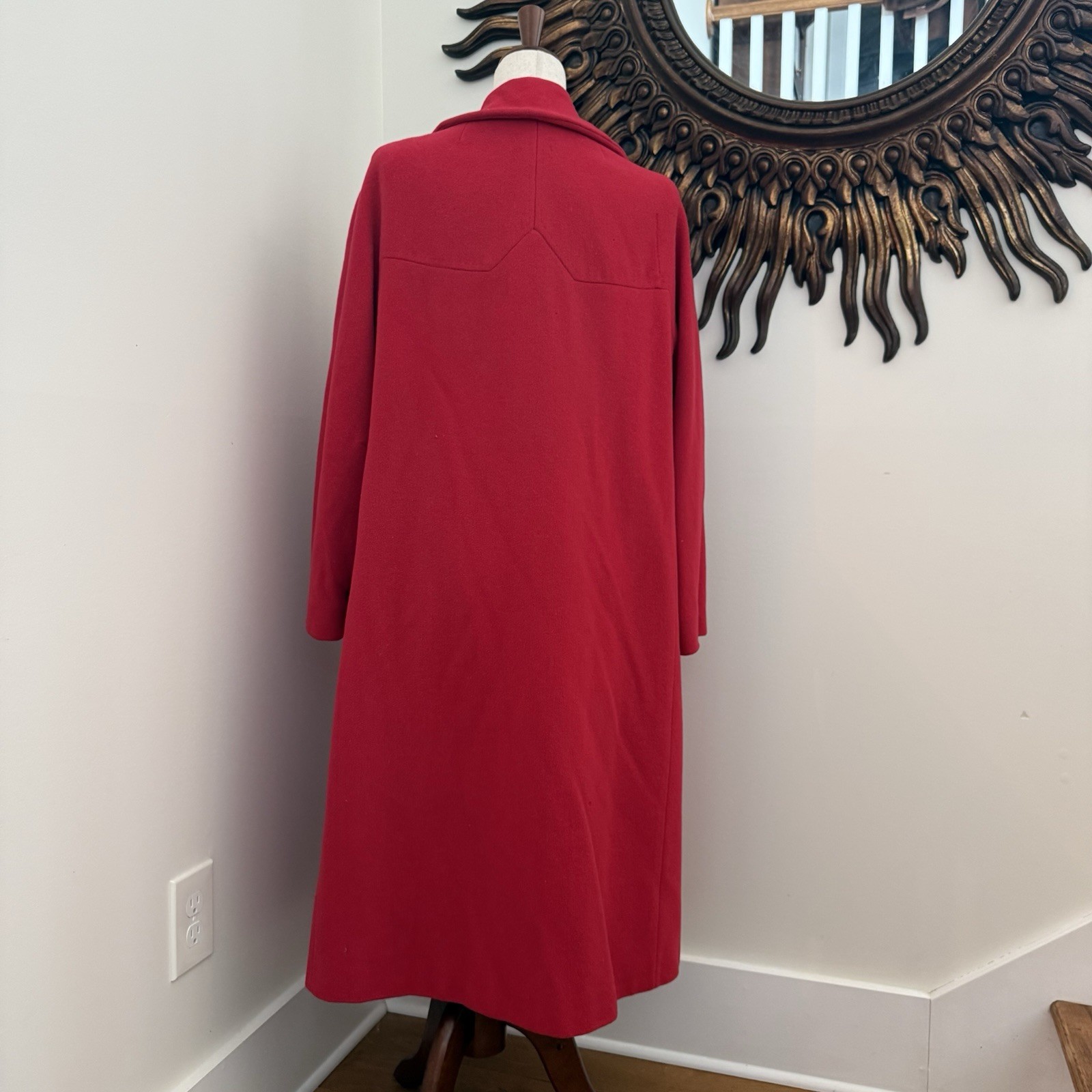 Vintage 100% Cashmere Red Coat Women’s Project Craft Fabric 23×44 Upcycle F/W