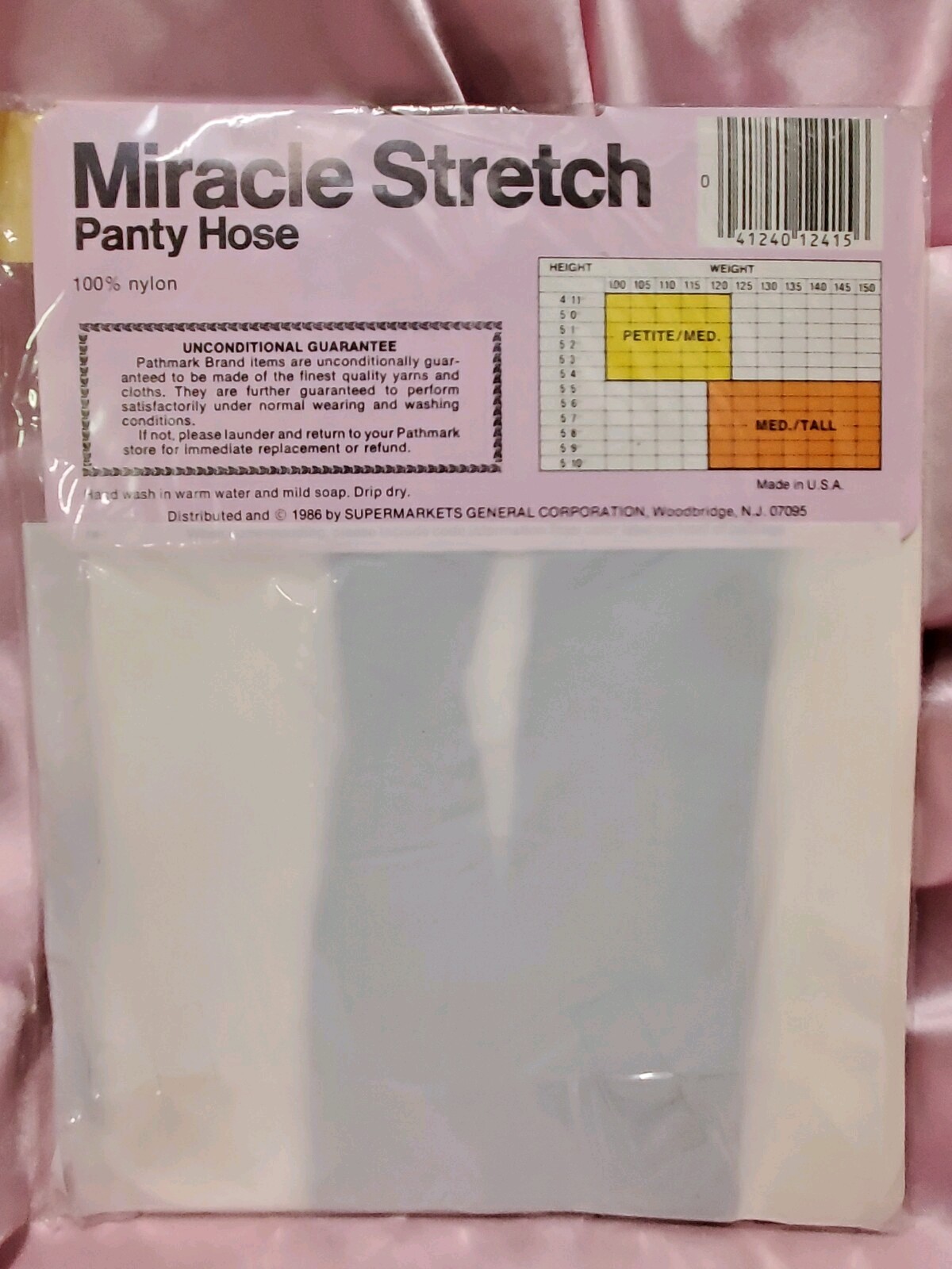Vintage Miracle Stretch Pantyhose Taupe Size Med Tall Nylon 21898 NOS New