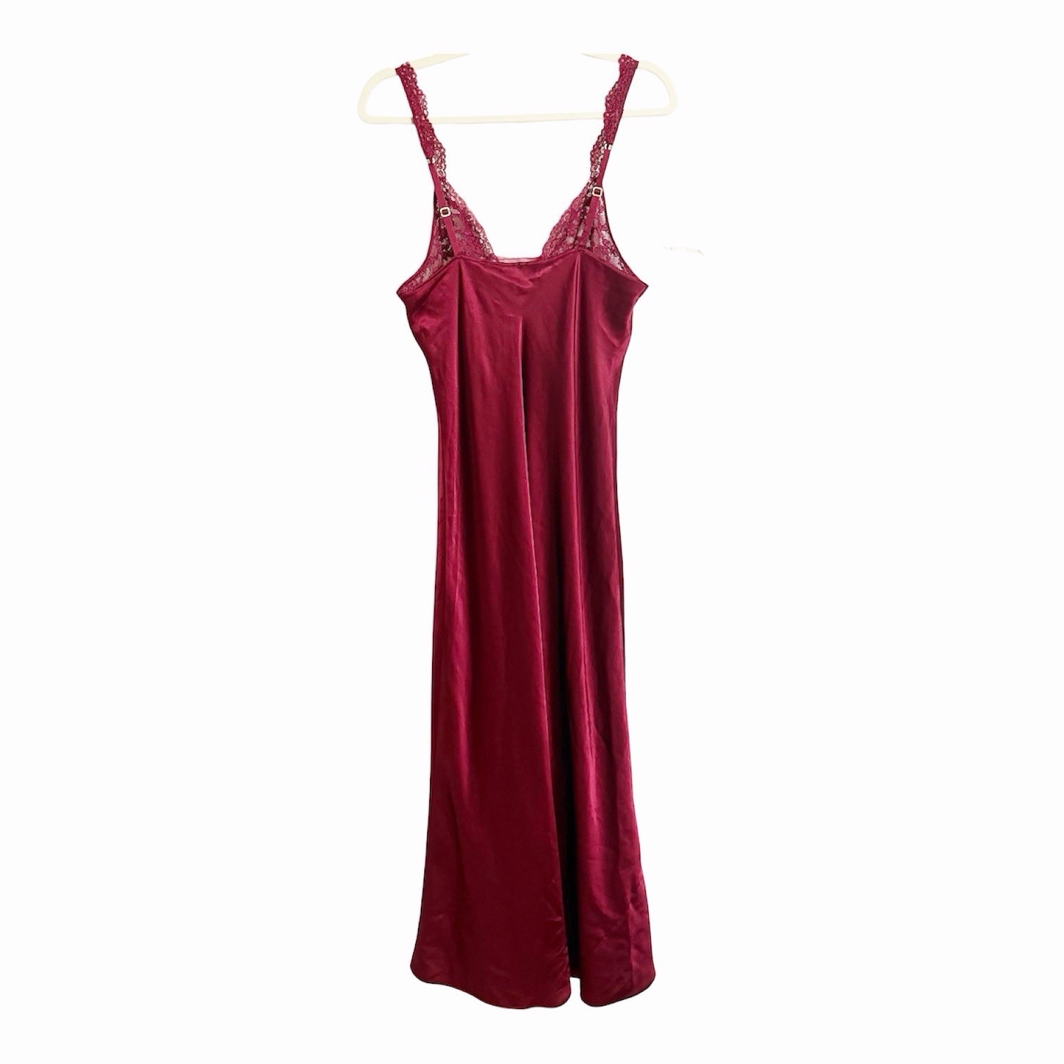 90s Vintage Victorias Secret Wine Red Lace Maxi Slip Dress Gold Label Large