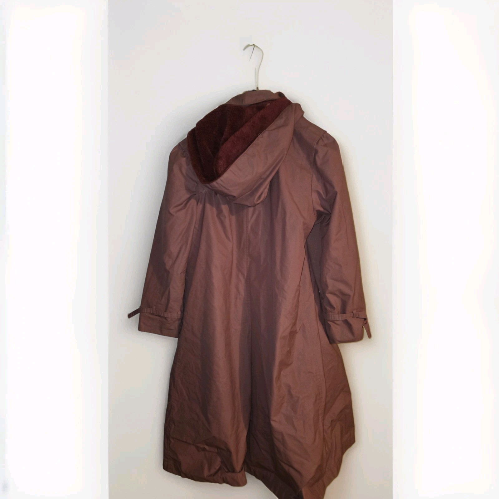 London Fog Maincoats Women’s Size 14 Vintage Trench Coat Rain Coat Maroon/purple
