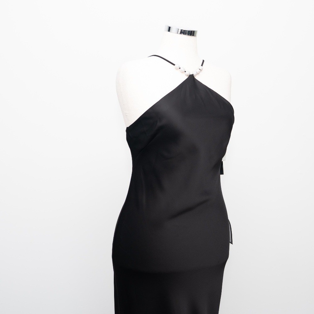 Betsy & Adam – Pavé-Bead Satin Halter Gown