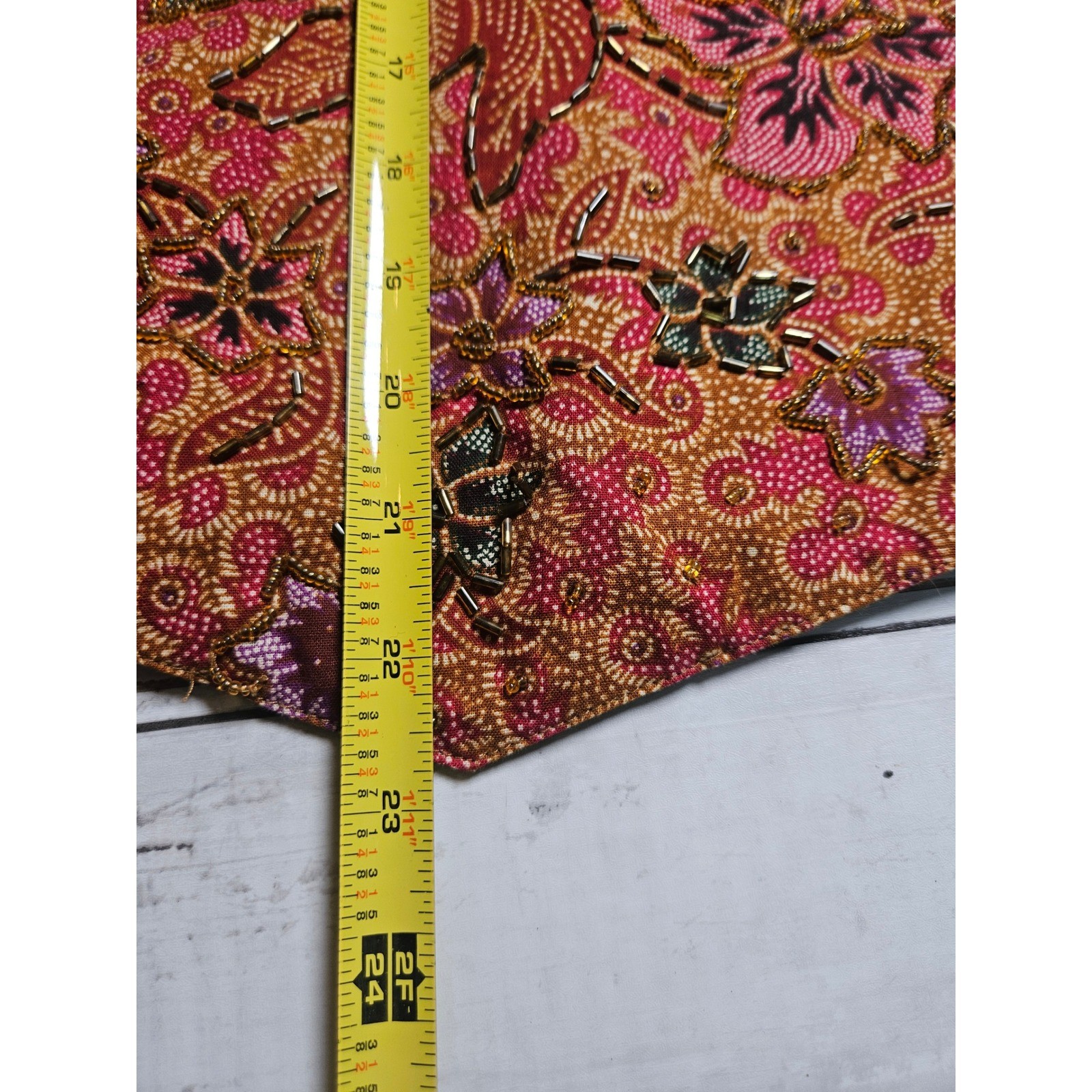 Vintage Theo Beaded Embroidered Floral Vest Boho Cottagecore Size M 90s