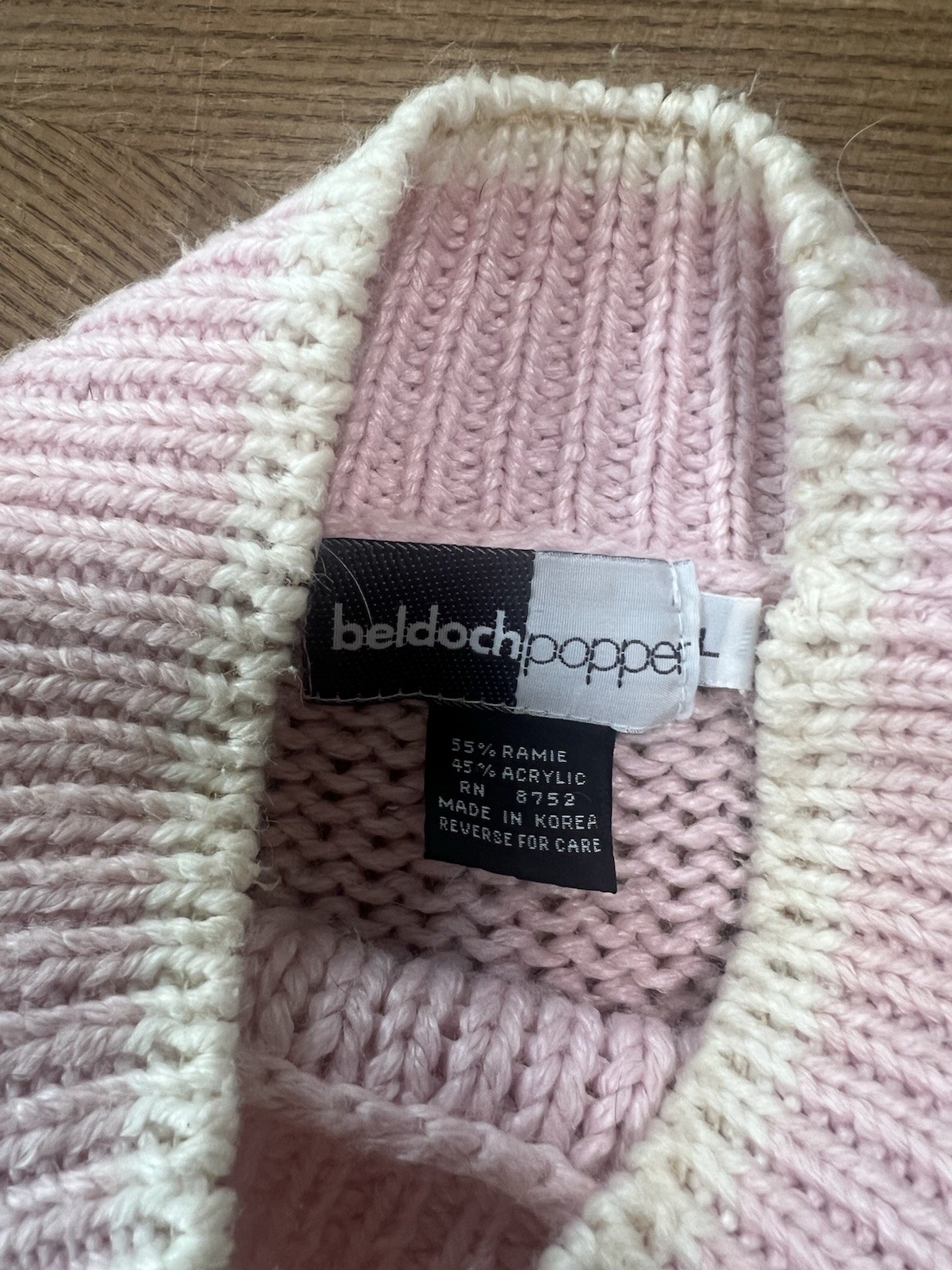 Beldoch Popper Vintage 90’s Cottage-Core Pink Knit Floral Sweater Size Large