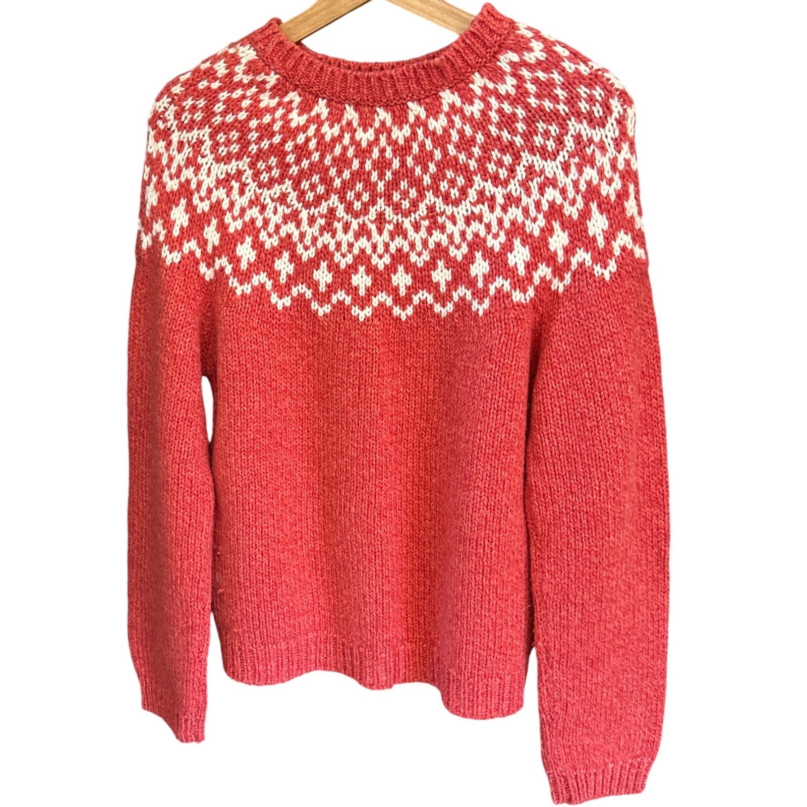Vintage Unbranded Hand Knit Wool Sweater Fair Isle Nordic Alpine Cabin Hygge