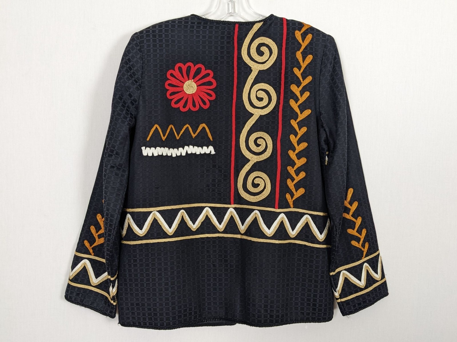 Vintage Alex Kim 90’s long sleeved abstract art black lined black colorful blaze