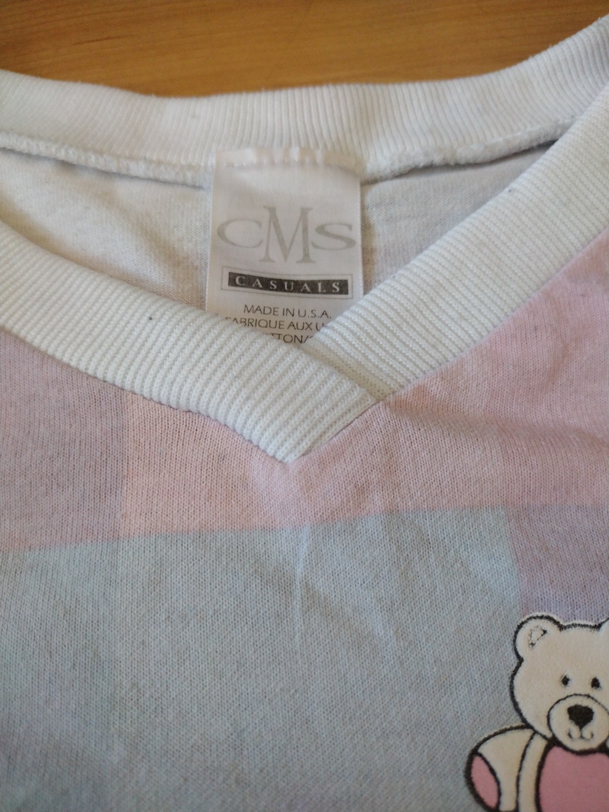 Vintage Kitten Teddy Bear Shirt USA Made CMS Casuals Sleep Shirt OneSize Y2K VTG