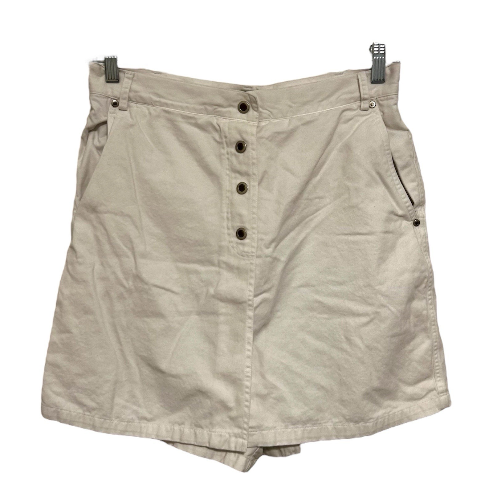 Vintage Rafaella White Cotton High Waisted Button Front Skort Size 12