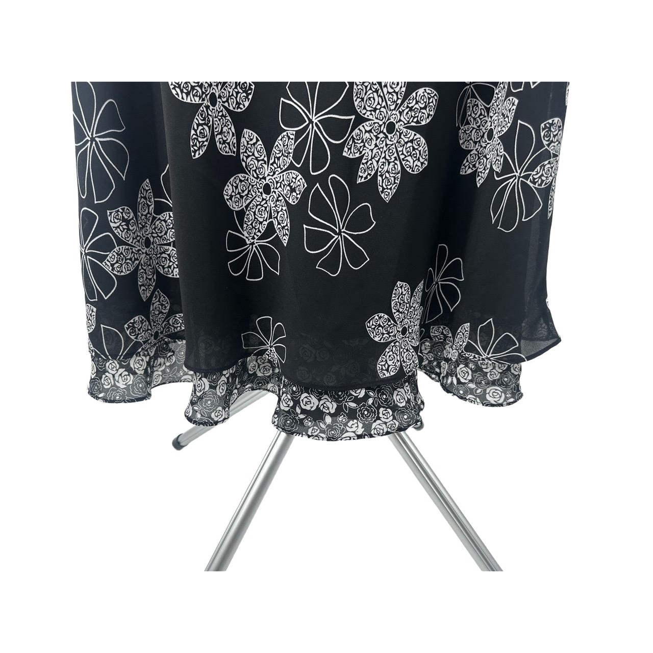 Studio I Black Floral Pattern Vintage Y2K Sleeveless Dress Size 16