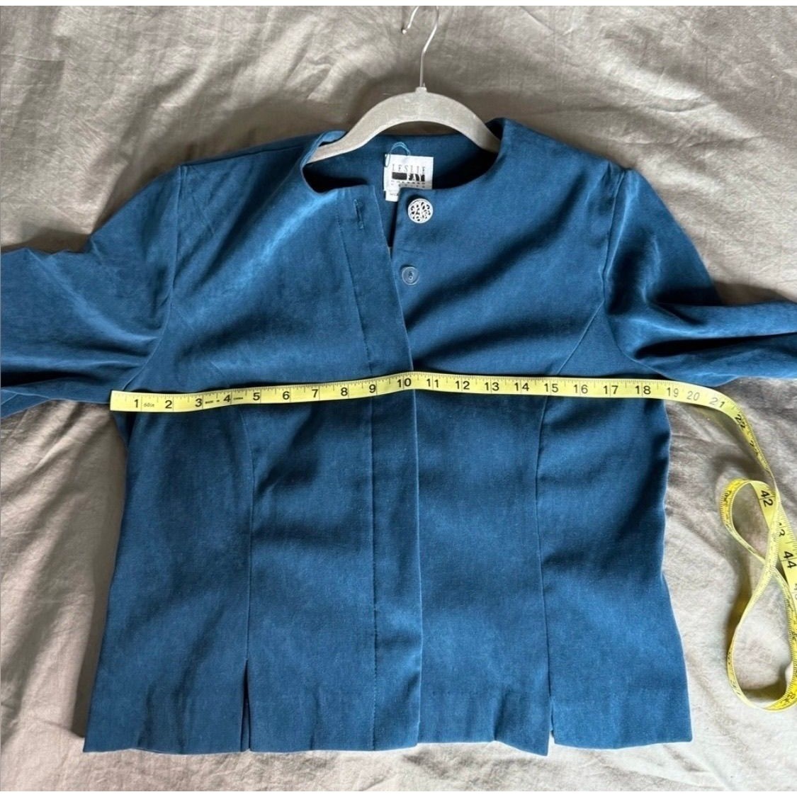 Leslie Fay Blazer & Pencil Skirt Set Women’s 6P Teal Blue Vtg 90s Y2K Mob Wife