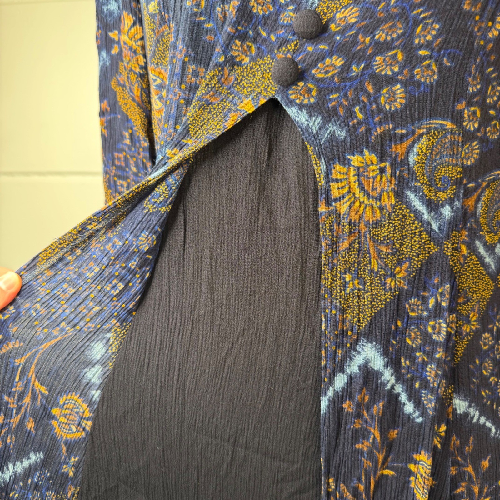 VTG Brett Alexander Whimsygoth Maxi Dress Navy Blue Paisley Y2K 90s Size 9/10