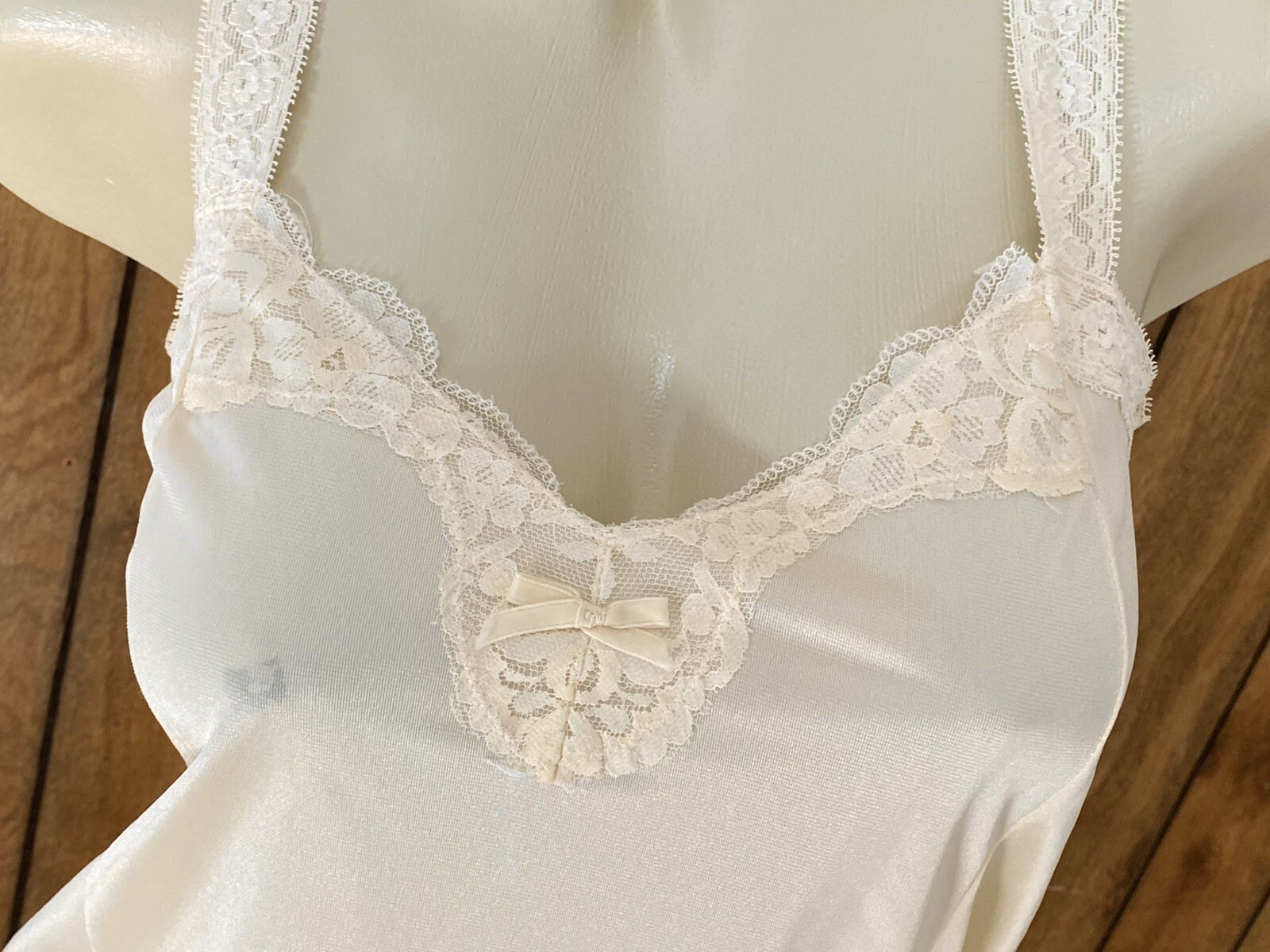 Vintage GreencoMaid Sexy Sissy Soft Nylon Stretchy Lace Straps Camisole Cami L