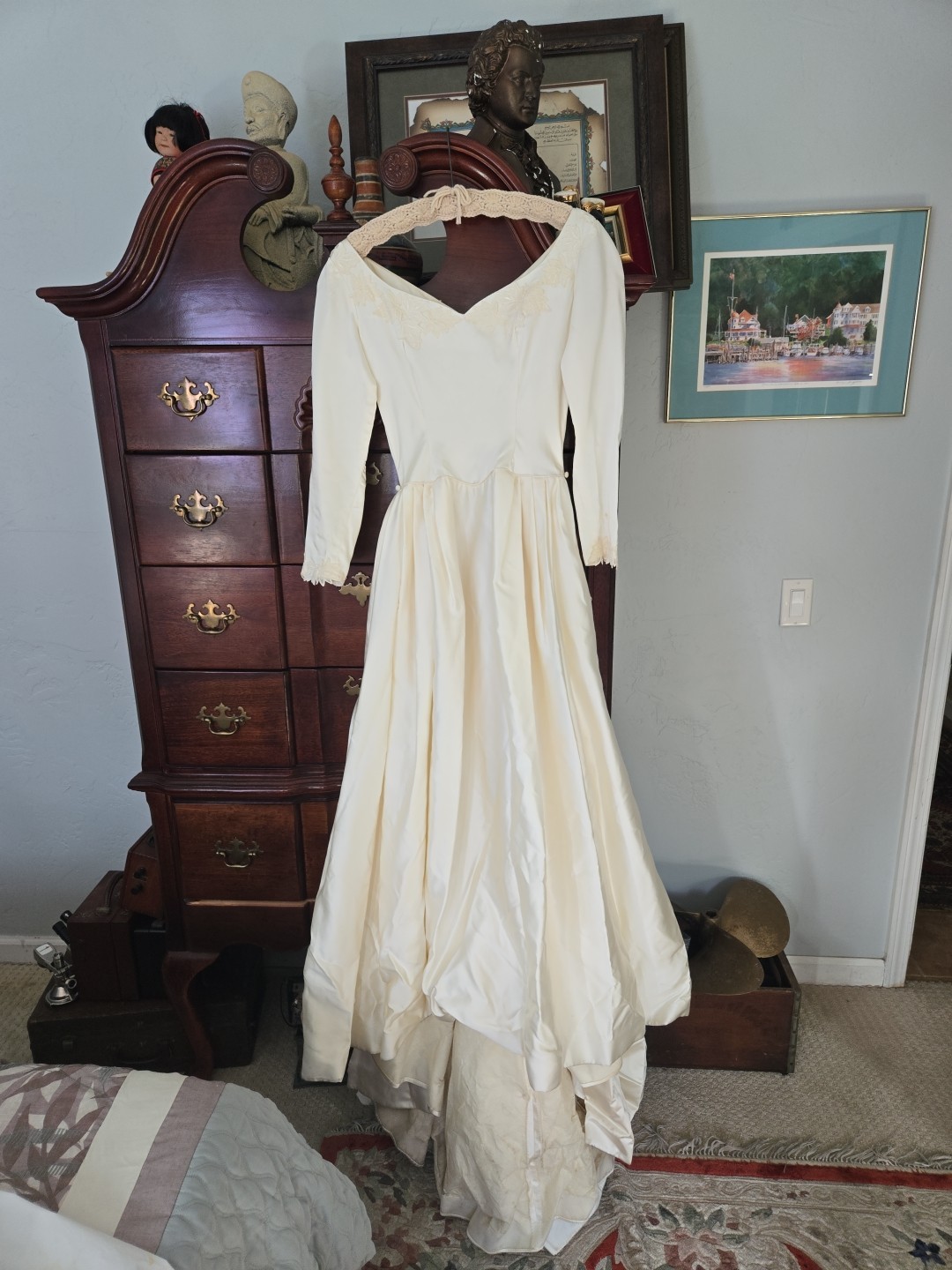 Vintage Ivory Cream Wedding Gown Dress /petticoat /veil Make Offer