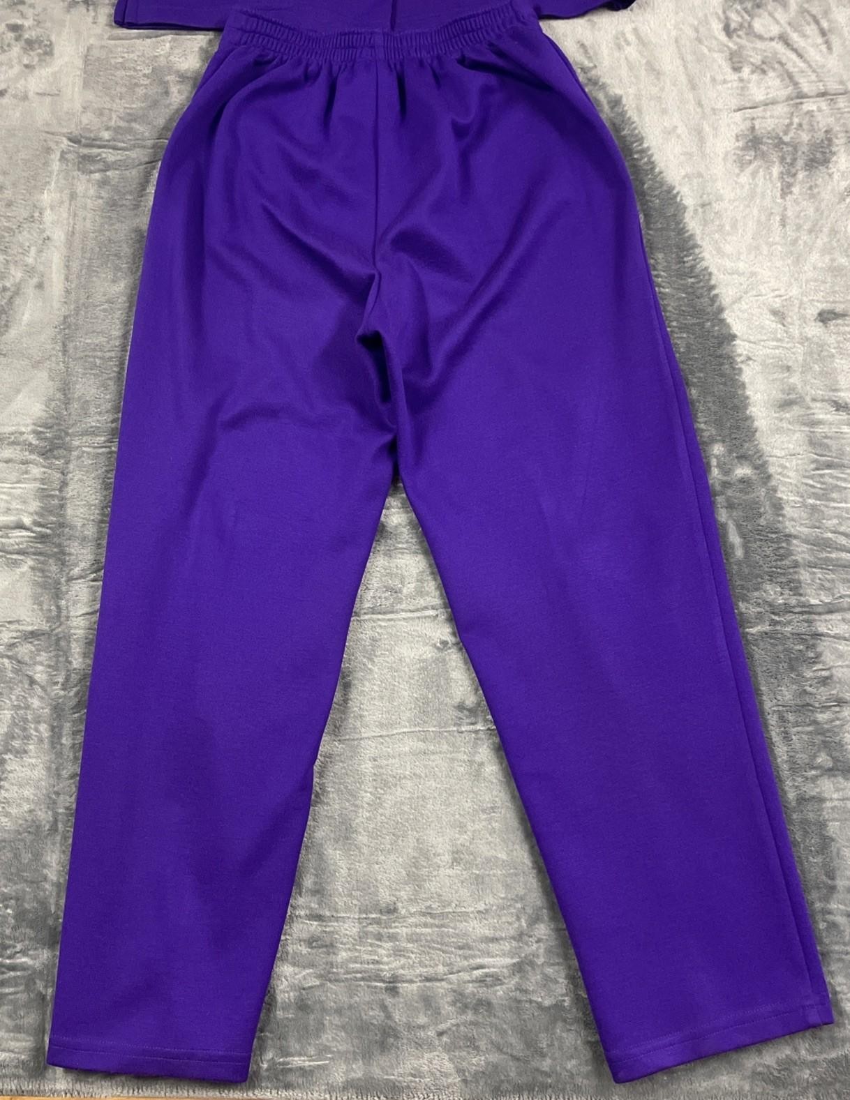 Vintage CLIO Purple Knit 2 Pc Suit Set Jacket Pants Women Small Made USA EUC