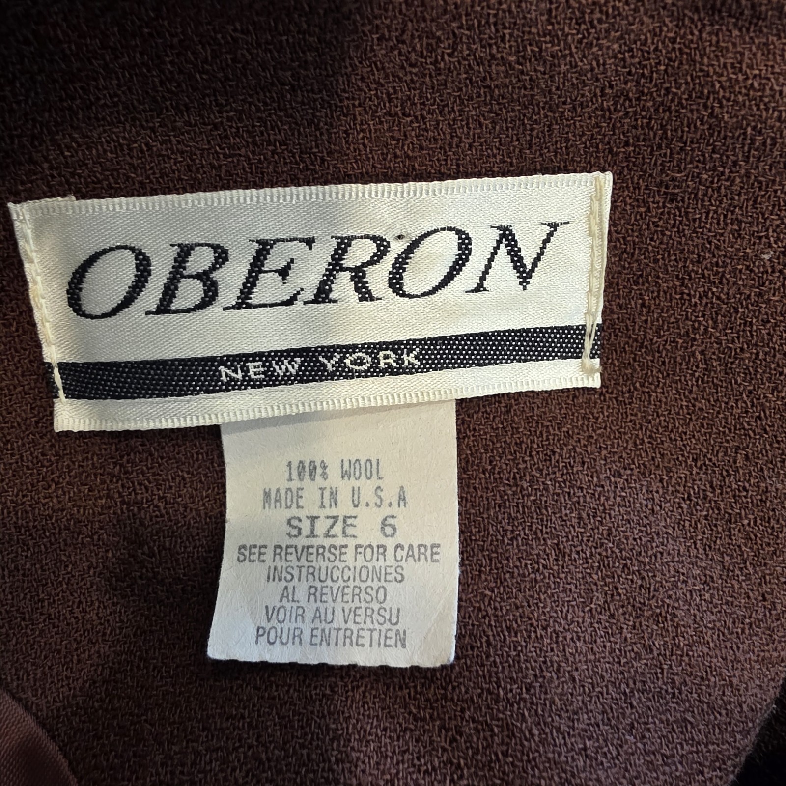 Vintage Oberon Wool Mocca Brown Dress Gold Buttons Desinging Women Sz 6.D168