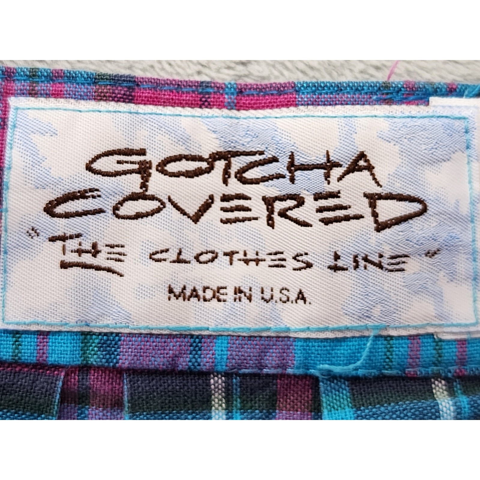 Vintage 80s Gotcha Covered Plaid Cotton Pleated Midi Skirt Size 14 Blue Preppy