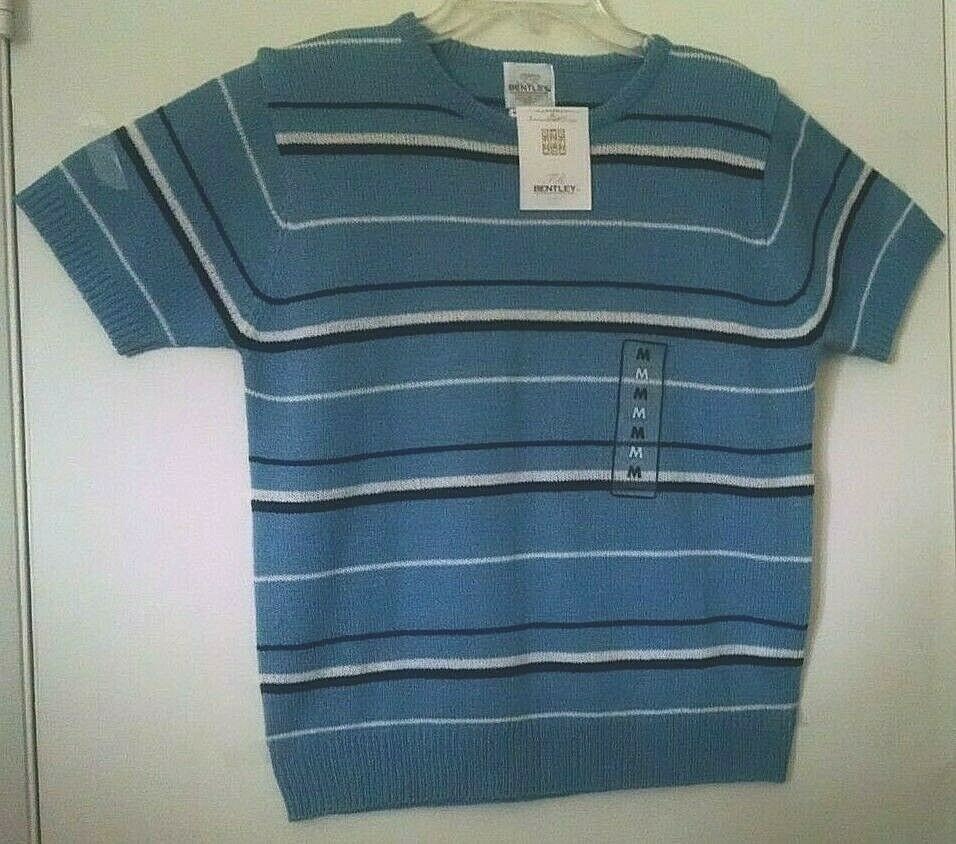Women’s Vintage TR Bentley SS Strip Knit Sweater Sz M 100% Acrylic Made USA
