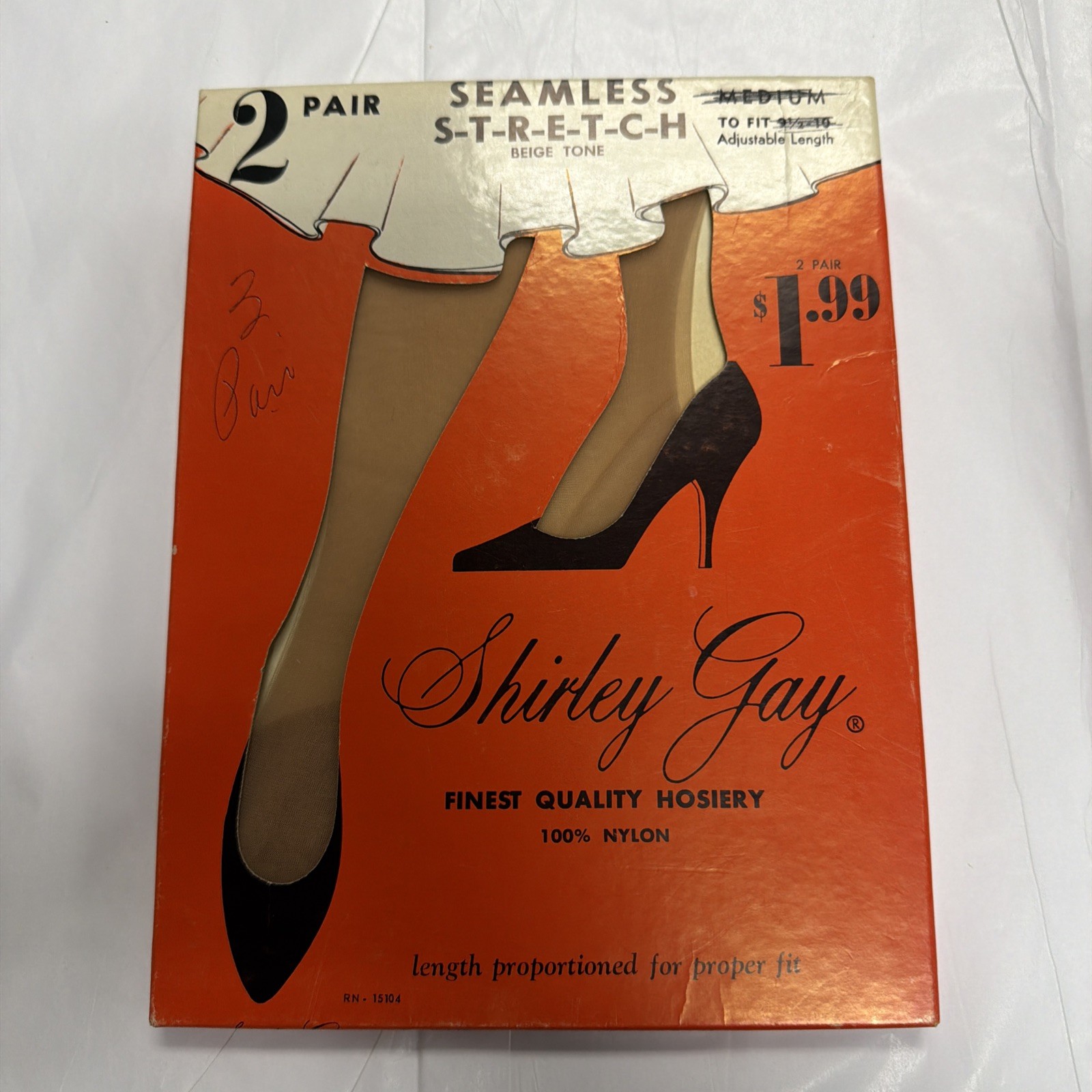 Vintage Shirley Gay? & Penneys 2 Pair Nylon Hosiery 1 w/o Seams 1 w/Seams *READ
