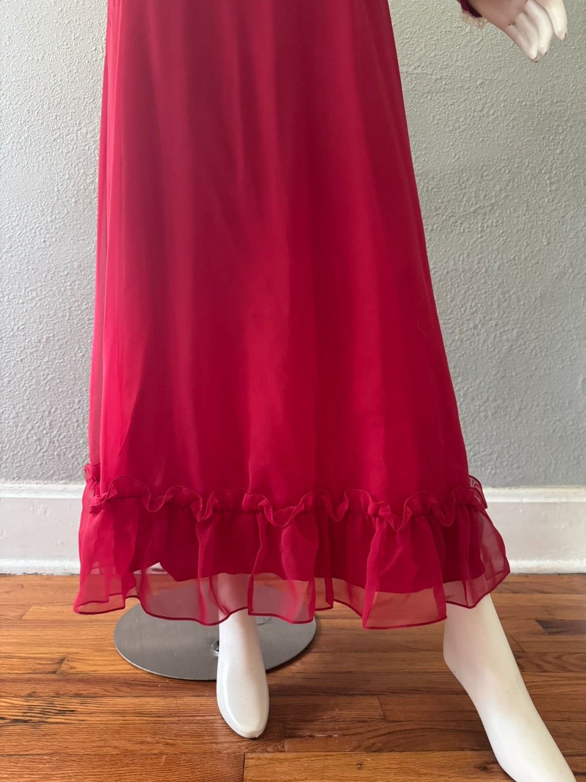Vintage 70s Chiffon Prairie Cottage Core Party Victorian Maxi Dress M