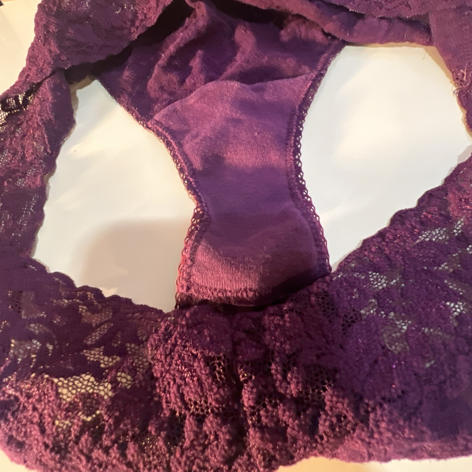 Vtg Y2K Hanky Panky Daily Lace French Panties Low rise Bikini Purple USA Made M