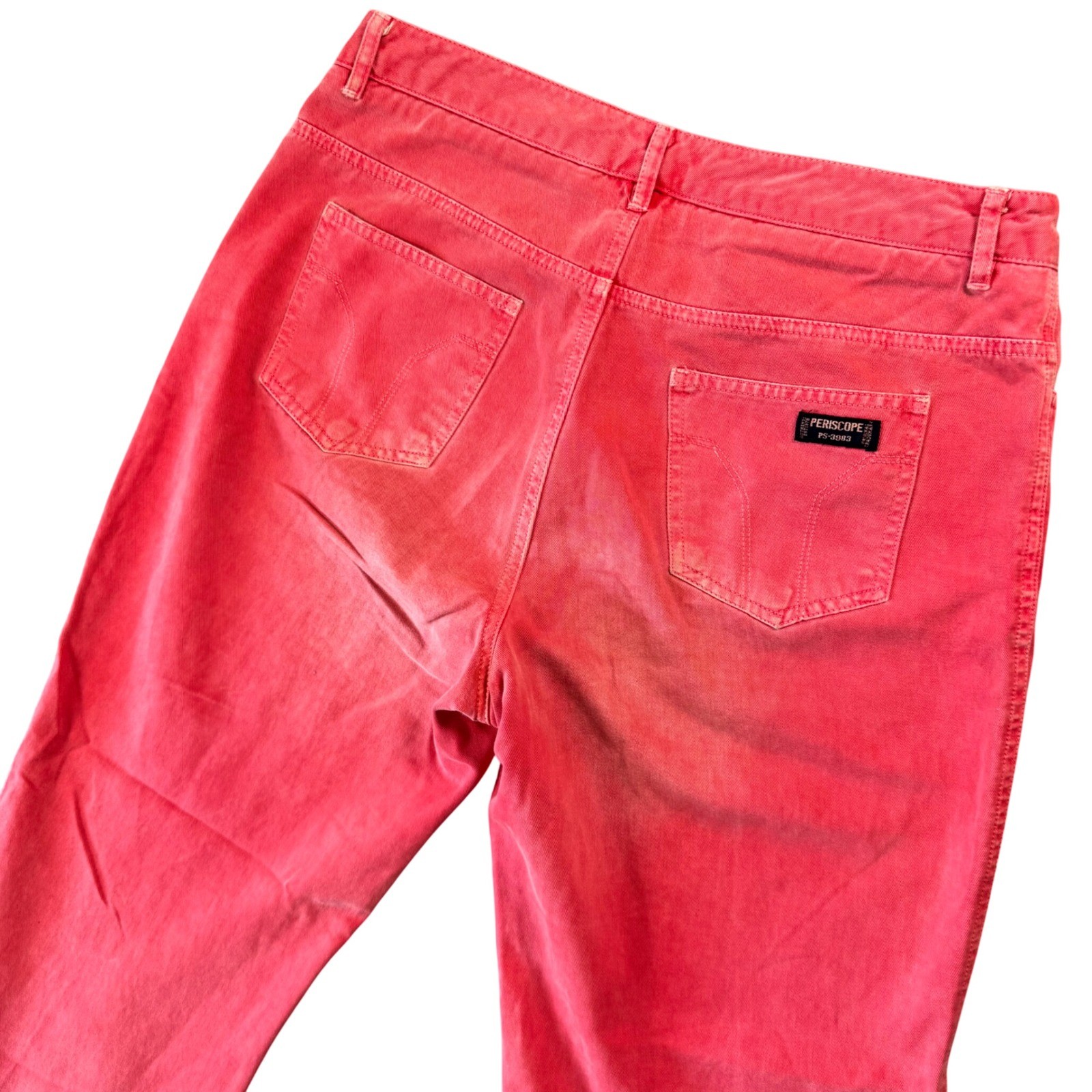 Periscope Juniors Y2K Coral Cropped Flare Jean 32×24 Bratz Core Bold 2000s Retro