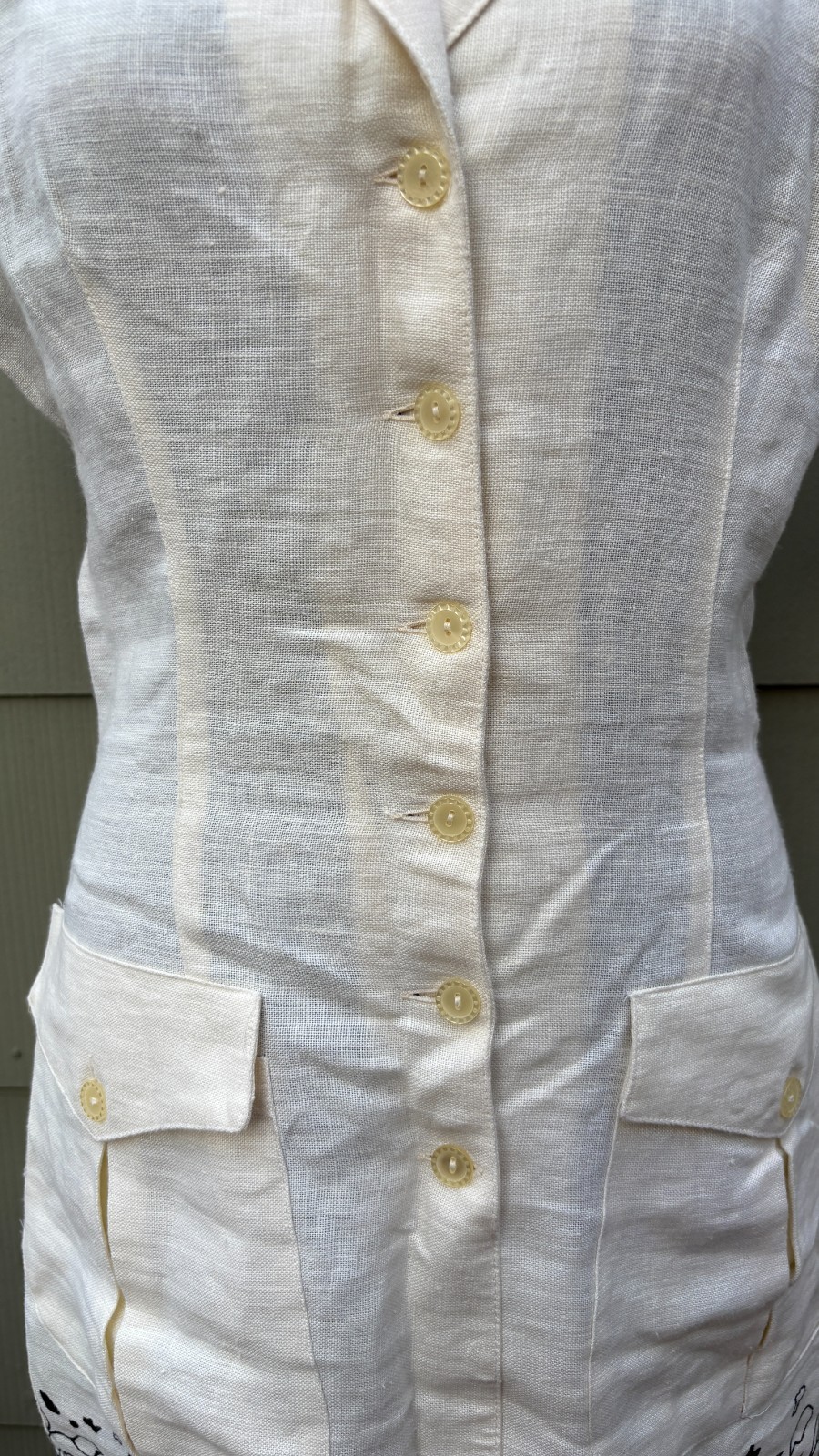 vintage ALMA 70s 80s Italian Linen Floral Summer Career Cocktail Wiggle Dress
