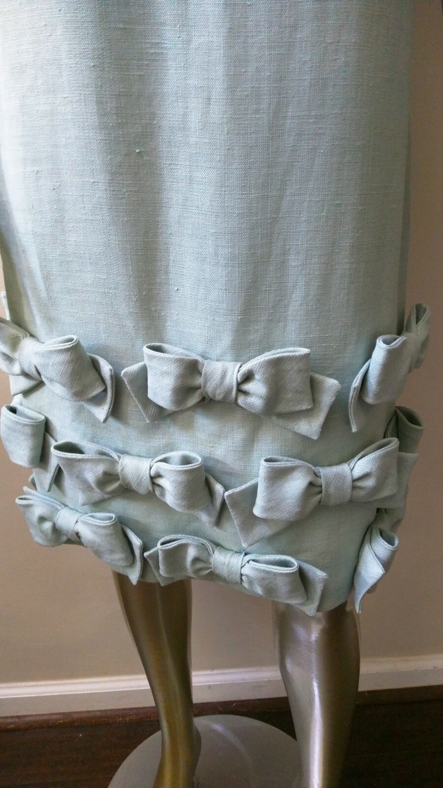 VINTAGE WILLIAM PEARSON WOVEN FABRIC ART DECO KITTEN BOWS SHIFT DRESS sz 8