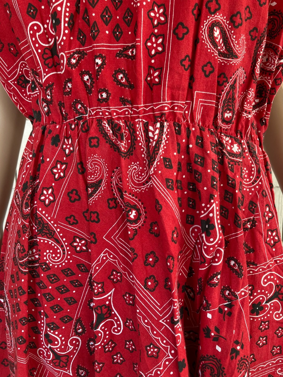 Vintage Boho Cottagecore 1960s-70s Bandana Print Summer Dress Size Small