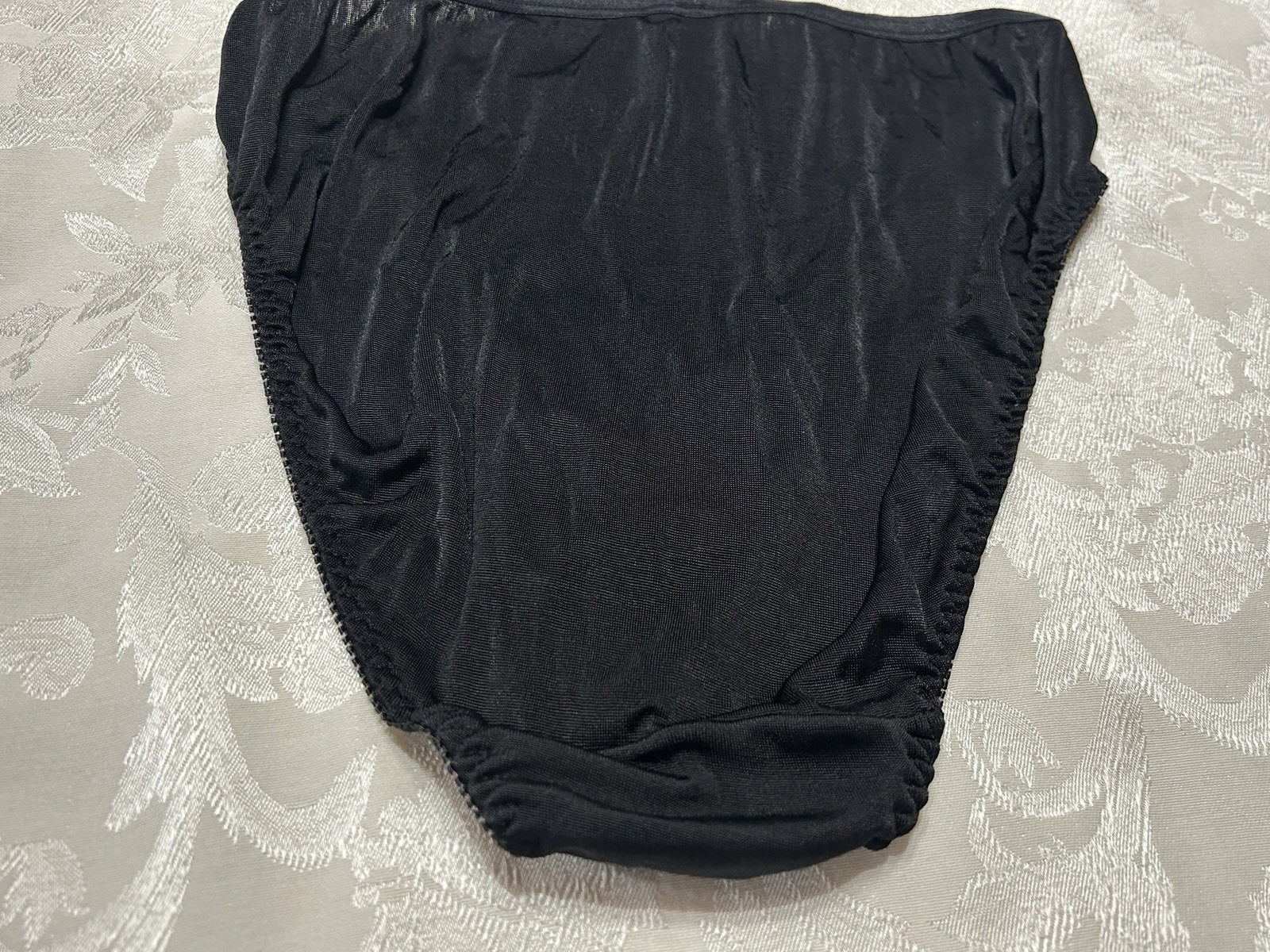 NWT Vtg RENE ROFE’ Feels Like Satin Polyester Hi-Leg 10 Black Panties #418