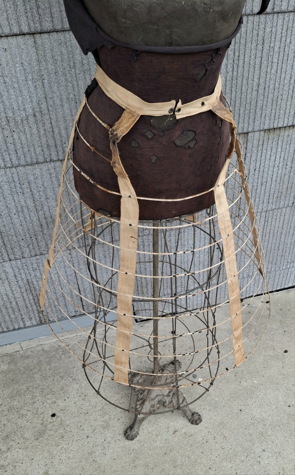 Vintage 1850s Victorian Cage Crinoline Hoop Skirt Bay State Cloth Metal Rings