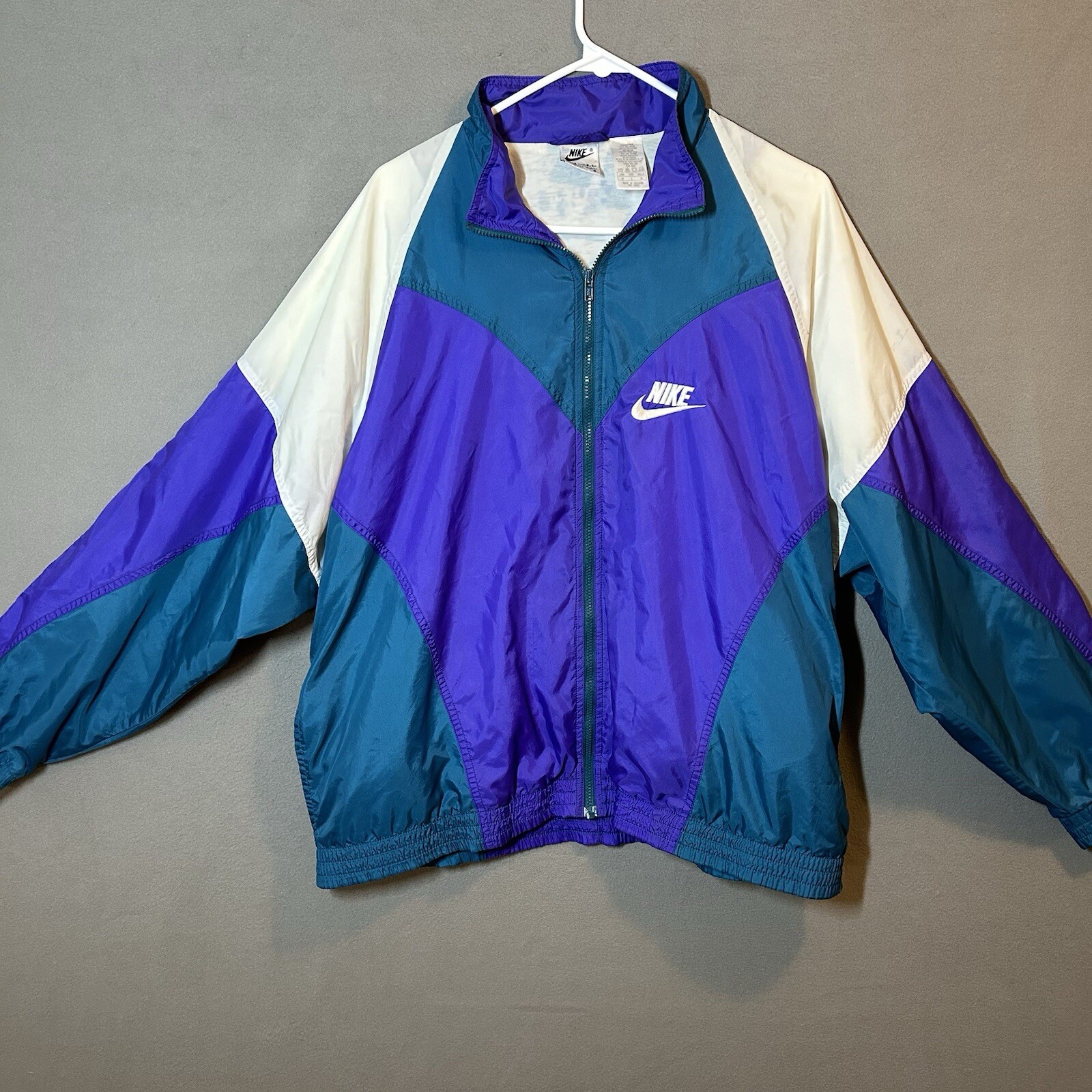 VTG 90’s Nike Zip Up Lined Wind Breaker Adult L (14) Multi Color Lady Footlocker