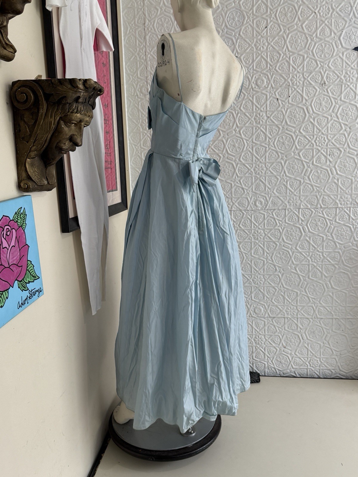 vintage 1950s gown baby blue taffeta bridesmaid prom small xs prom dress bridal
